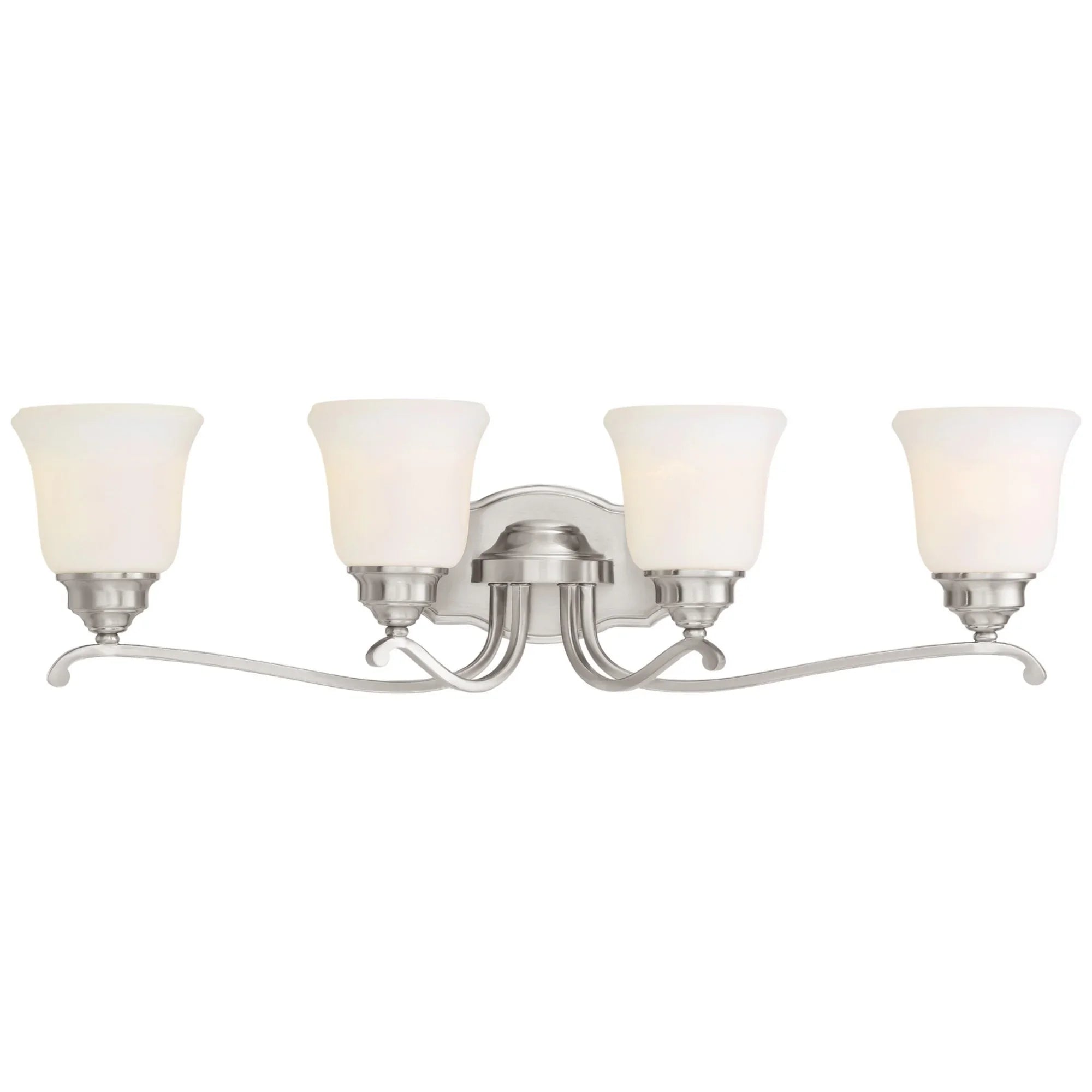 Savannah Row 31" 4-Light Bath Vanity, Brushed Nickel Finish - Bees Lighting