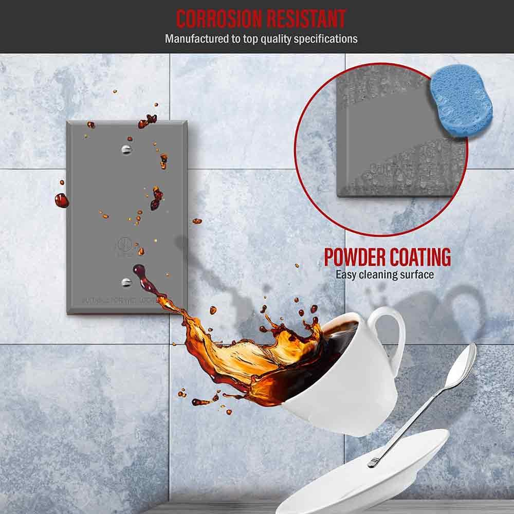 1-Gang Weatherproof Metallic Blank Wall Plate, Gray - Bees Lighting