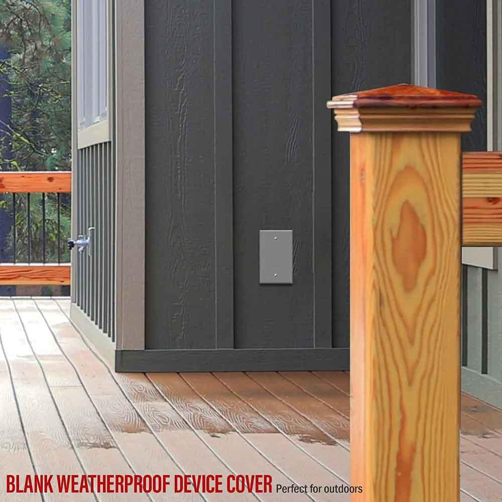 1-Gang Weatherproof Metallic Blank Wall Plate, Gray - Bees Lighting