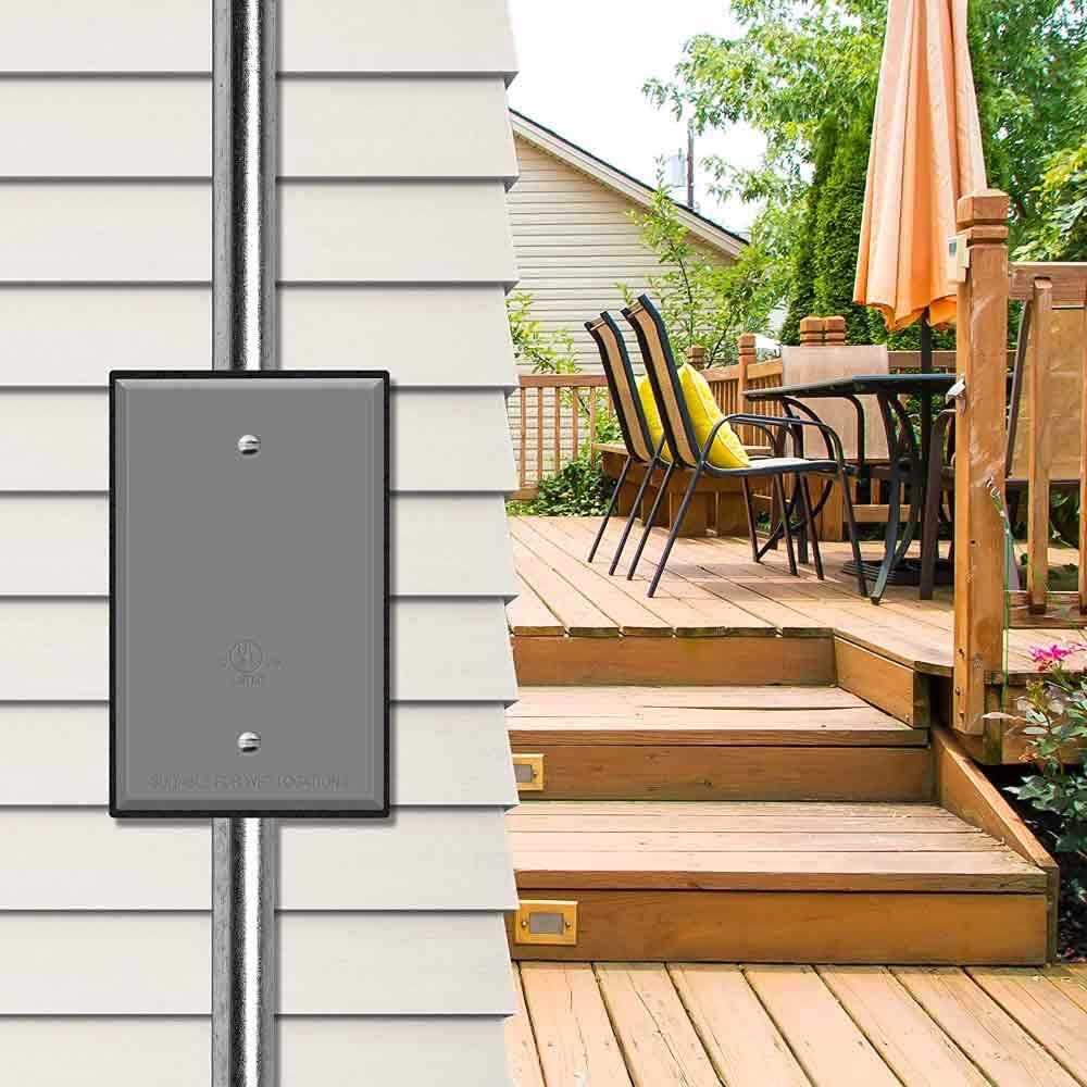 1-Gang Weatherproof Metallic Blank Wall Plate, Gray - Bees Lighting