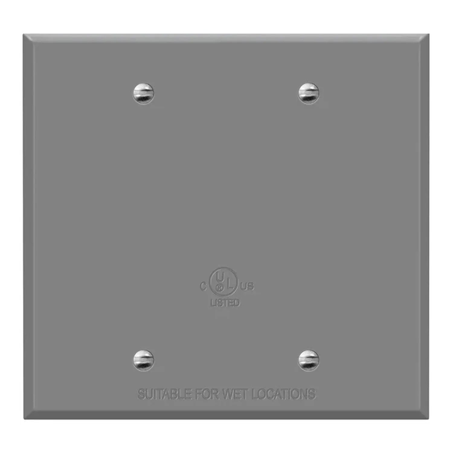 2-Gang Weatherproof Metallic Blank Wall Plate, Gray - Bees Lighting