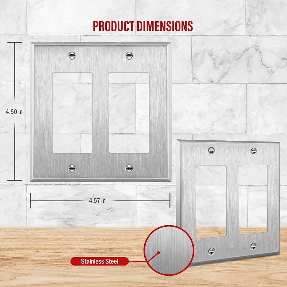 2-Gang Stainless Steel Decorator Wall Plate - Bees Lighting