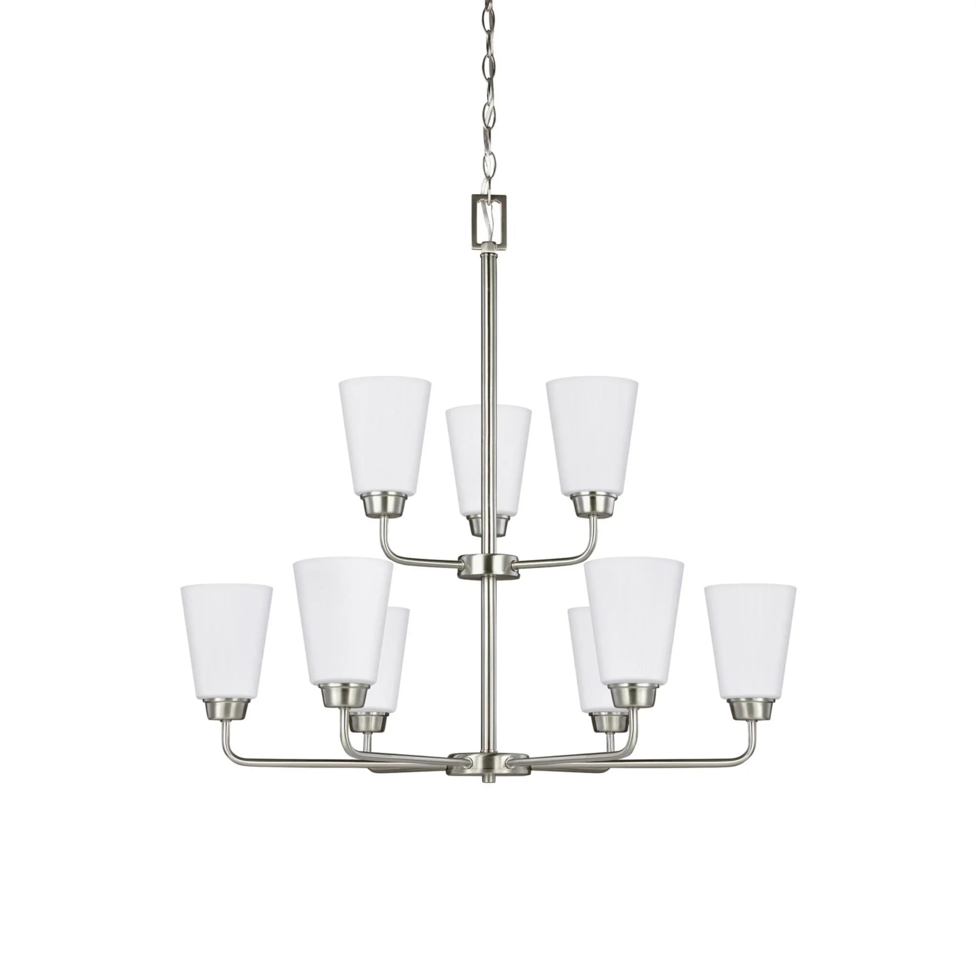 Kerrville 29" 9-Light Chandelier, Brushed Nickel Finish - Bees Lighting