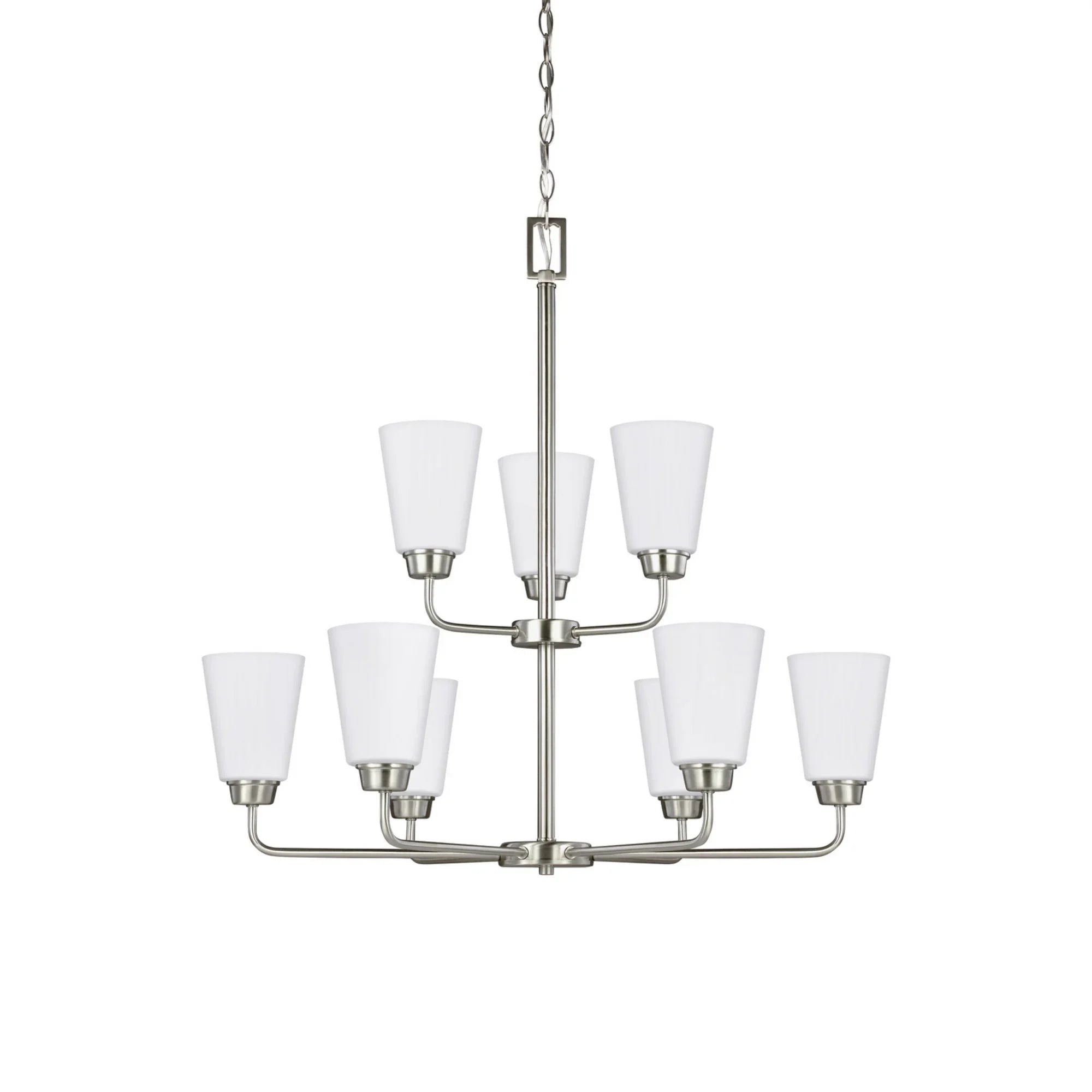 Kerrville 29" 9-Light LED Chandelier, Brushed Nickel Finish - Bees Lighting