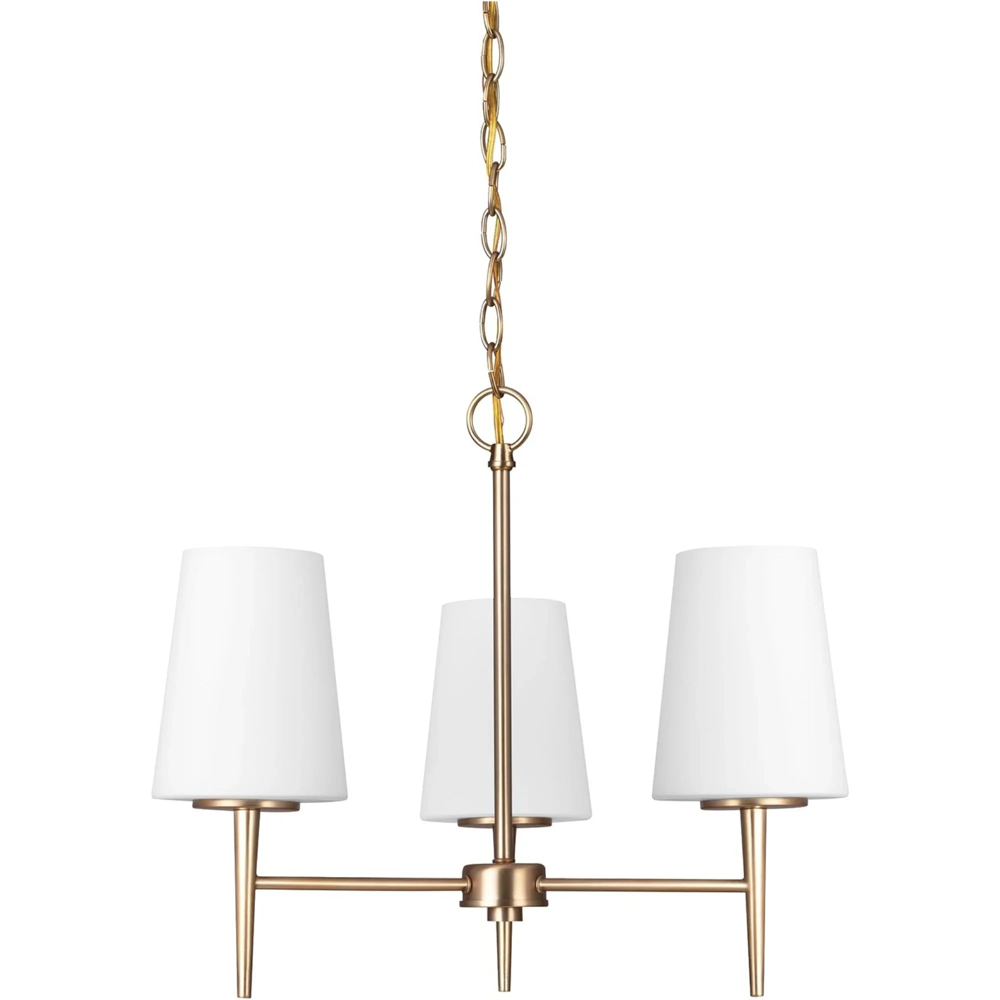 Driscoll 21" 3-Light LED Chandelier, Satin Brass Finish - Bees Lighting
