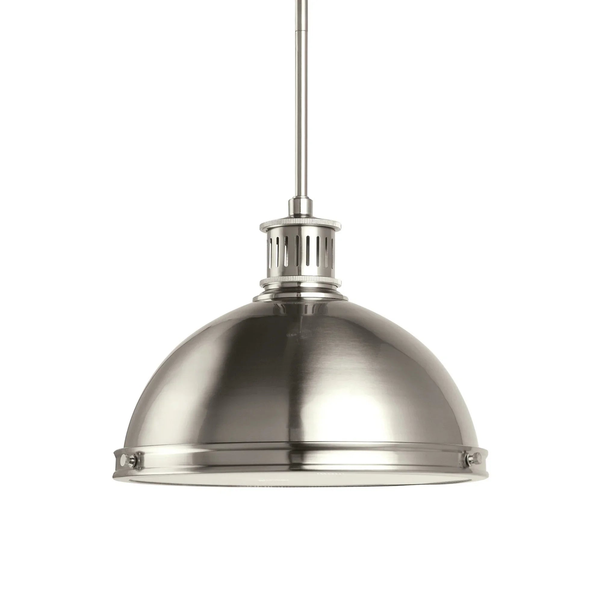Pratt Street Metal 13" 2-Light LED Pendant, Brushed Nickel Finish - Bees Lighting
