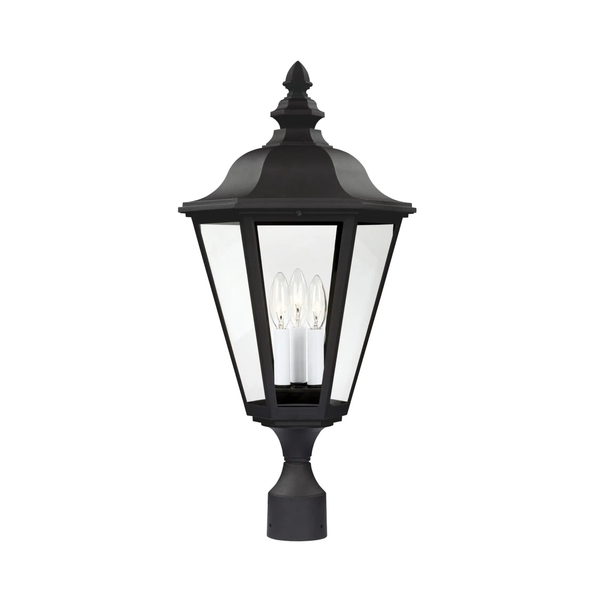 Brentwood 26" LED Outdoor Post Lantern, Black Finish with Clear Glass - Bees Lighting
