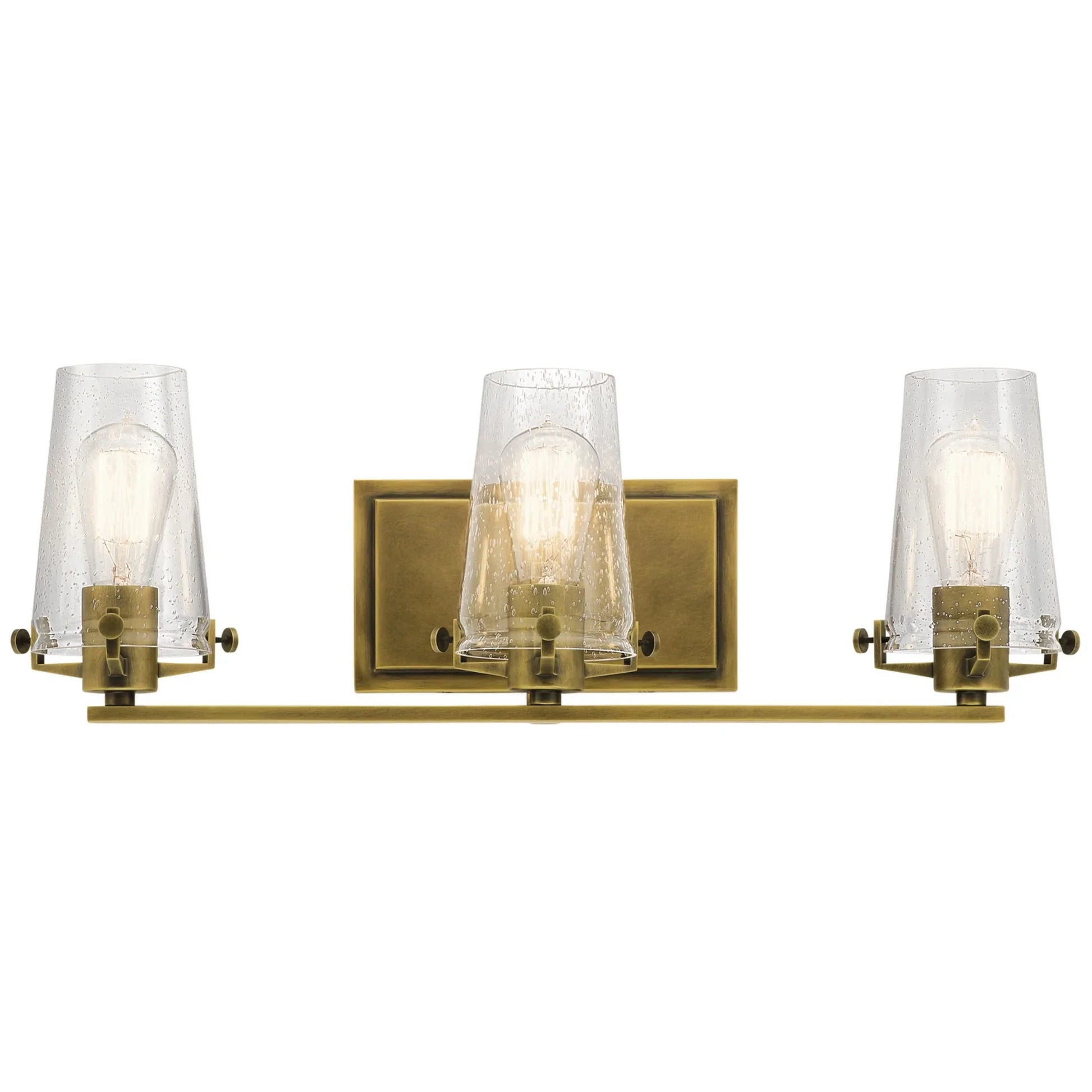 Alton 24" 3-Light Bath Vanity Light, Natural Brass Finish - Bees Lighting