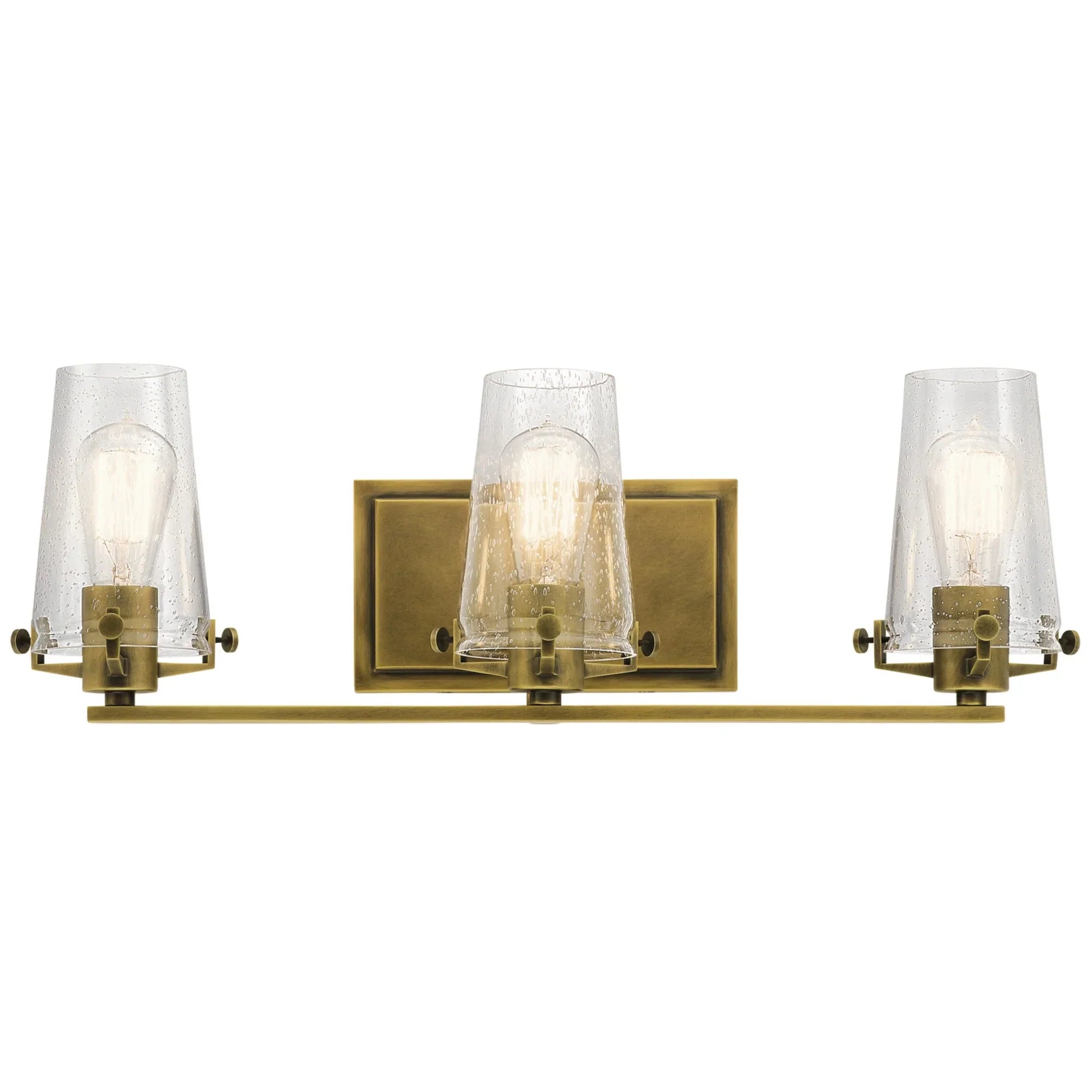 Alton 24" 3-Light Bath Vanity Light, Natural Brass Finish - Bees Lighting