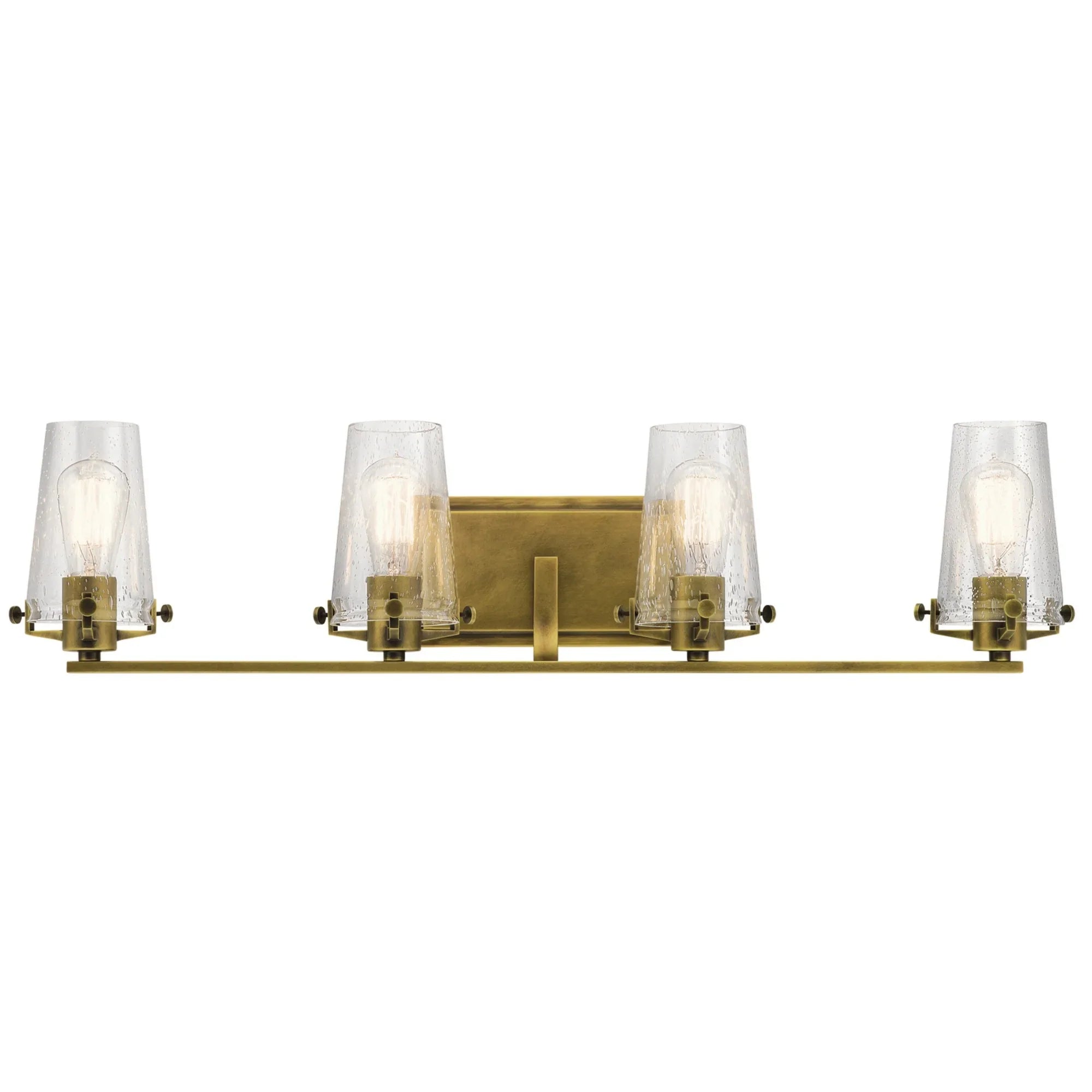 Alton 34" 4-Light Bath Vanity Light, Natural Brass Finish - Bees Lighting