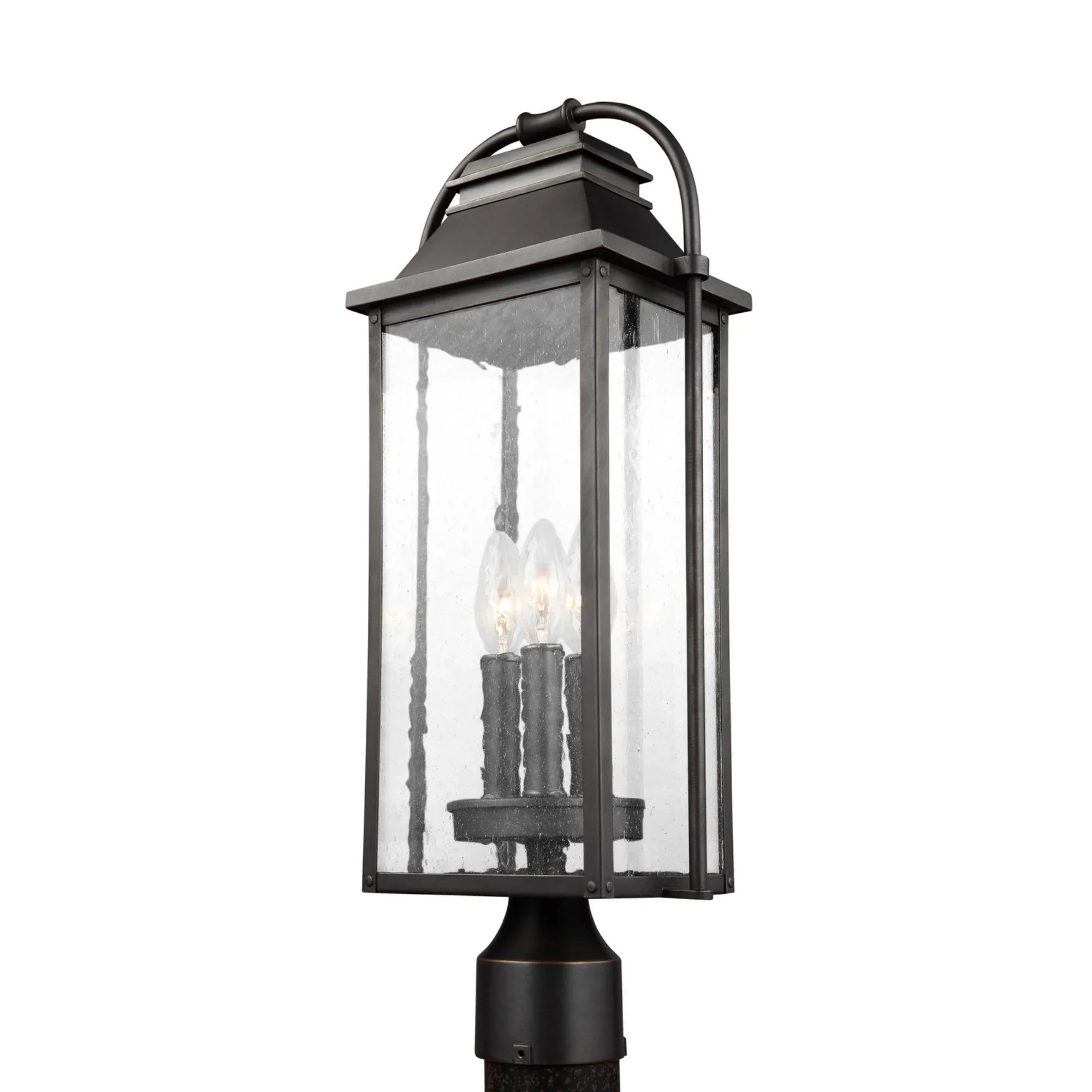 Wellsworth 21" 3-Light Post Lantern, Antique Bronze Finish - Bees Lighting