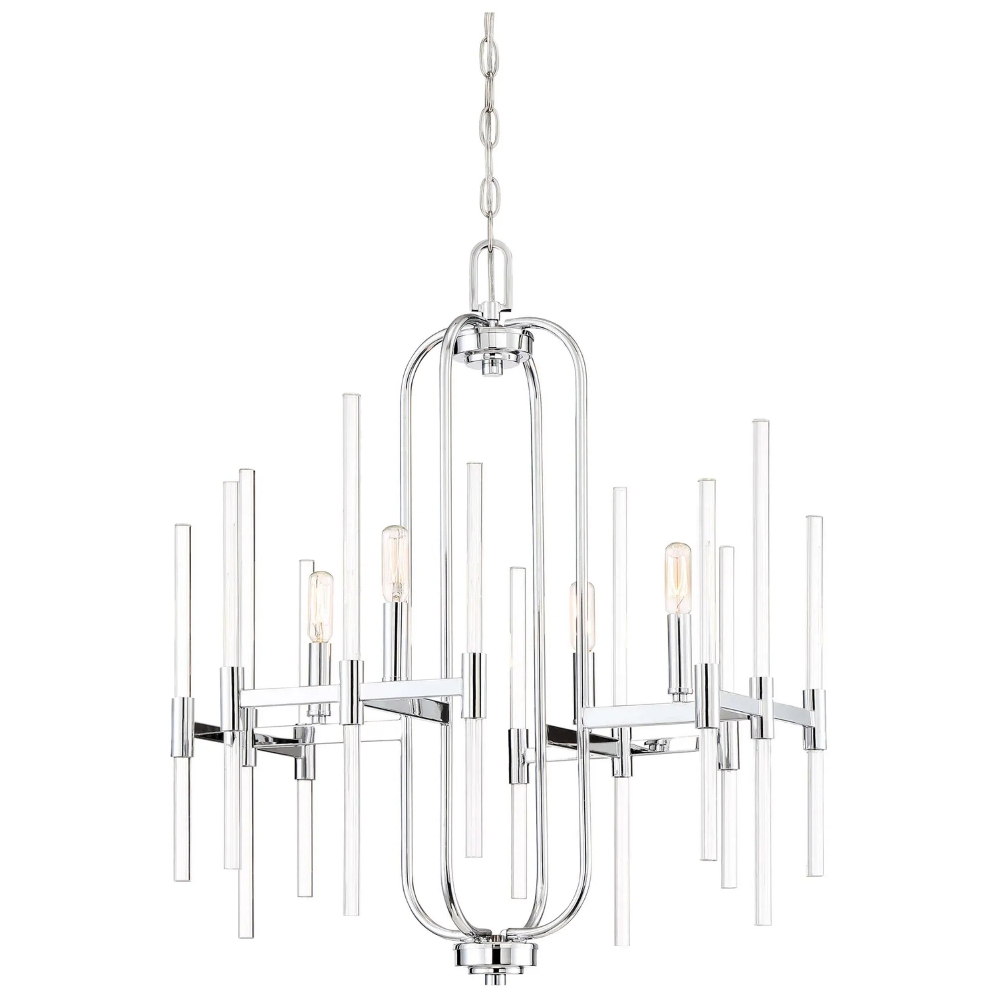 Pillar 28" 4-Light Chandelier, Chrome Finish - Bees Lighting