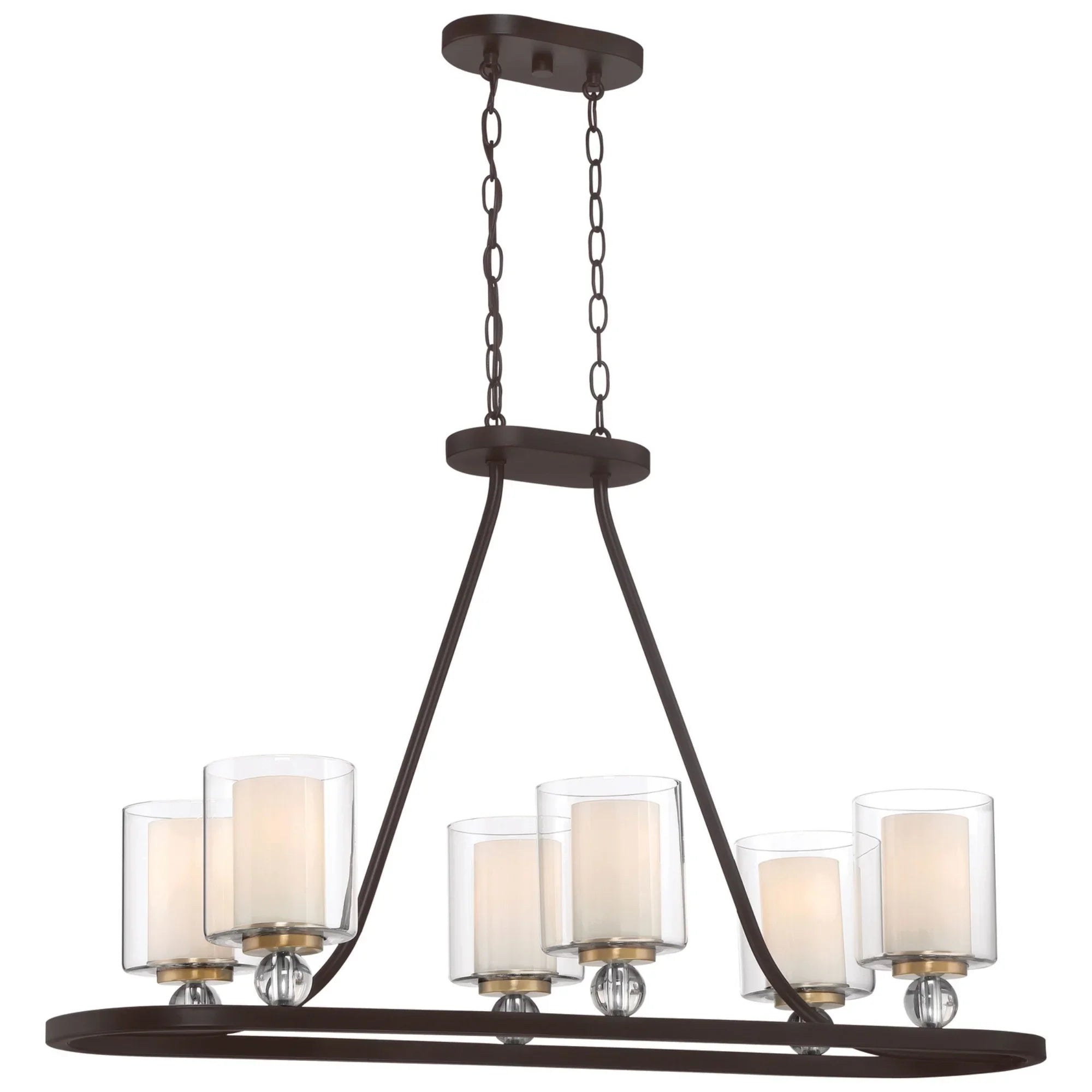 Studio 5 38" 5-Light Island Light, Bronze & Brass Finish - Bees Lighting