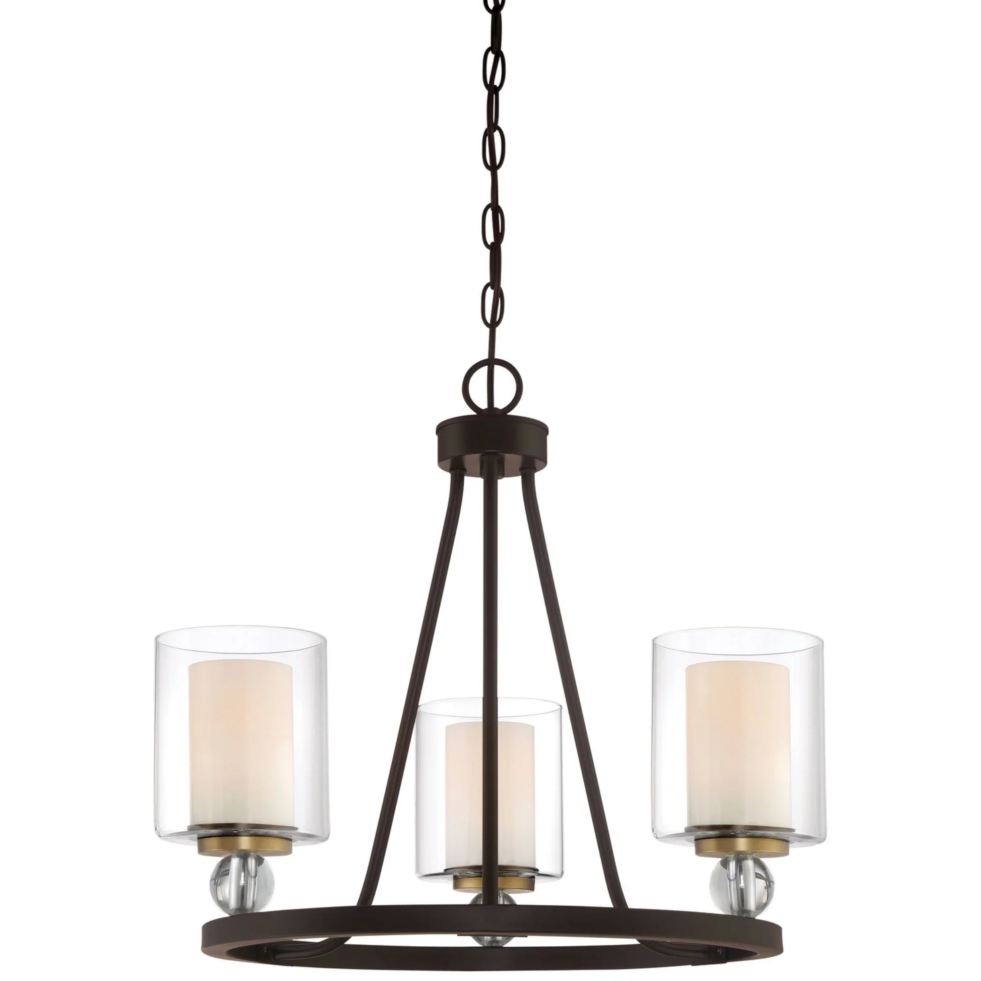 Studio 5 22" 3-Light Chandelier, Bronze & Brass Finish - Bees Lighting