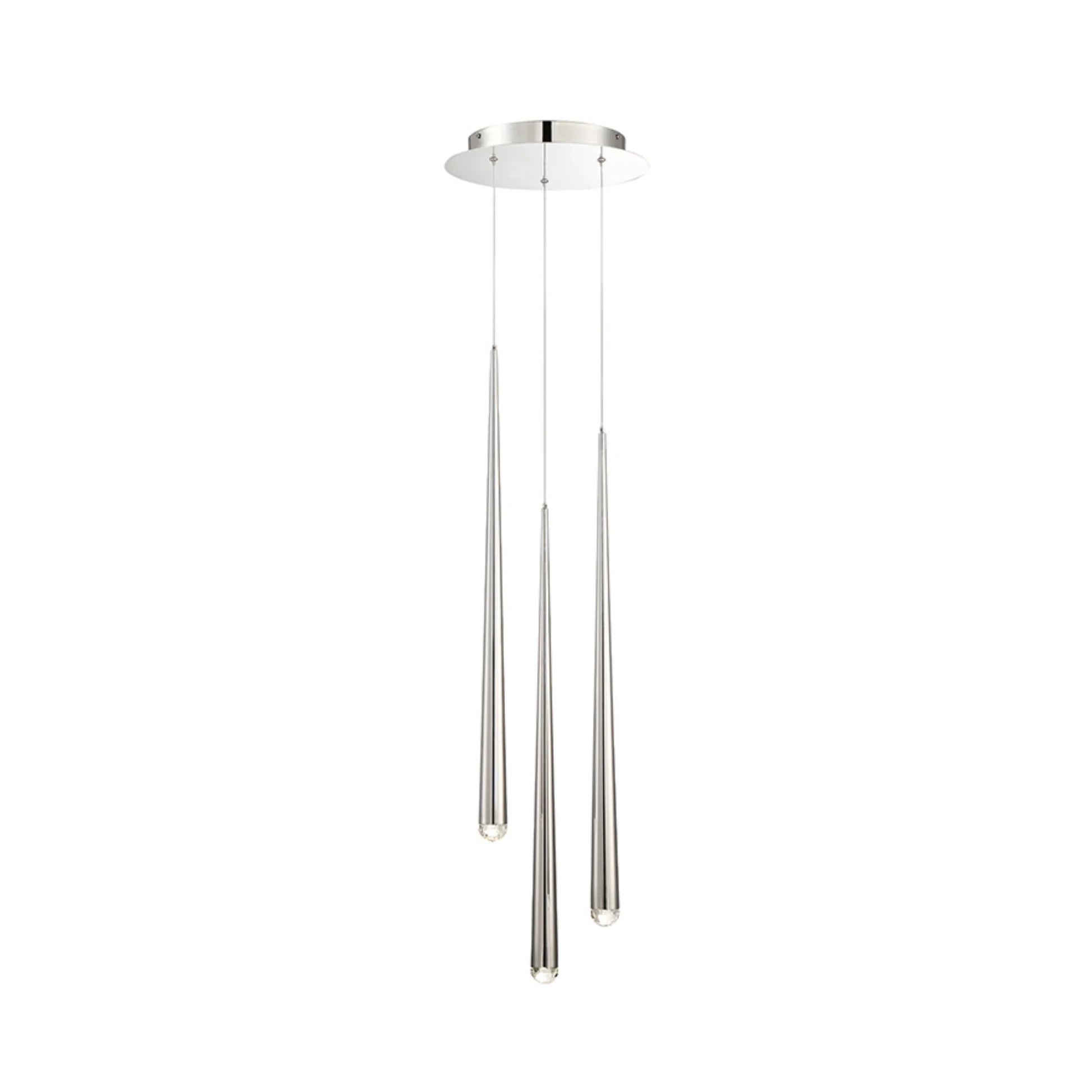 Cascade 12" 3-Light LED Pendant, Polished Nickel Finish, Crystal Cap - Bees Lighting