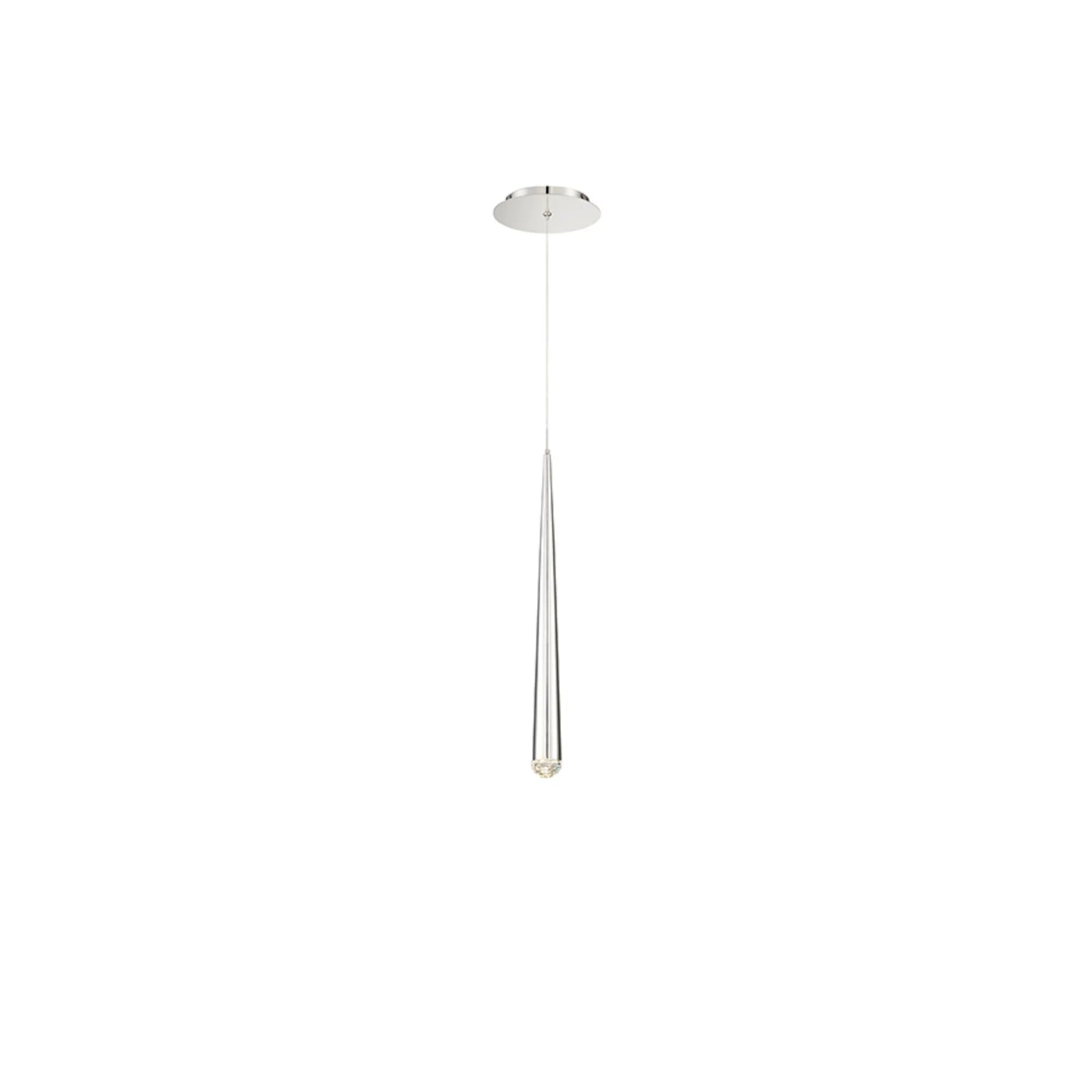 Cascade 19" LED Mini Pendant, Polished Nickel Finish, Crystal Cap - Bees Lighting