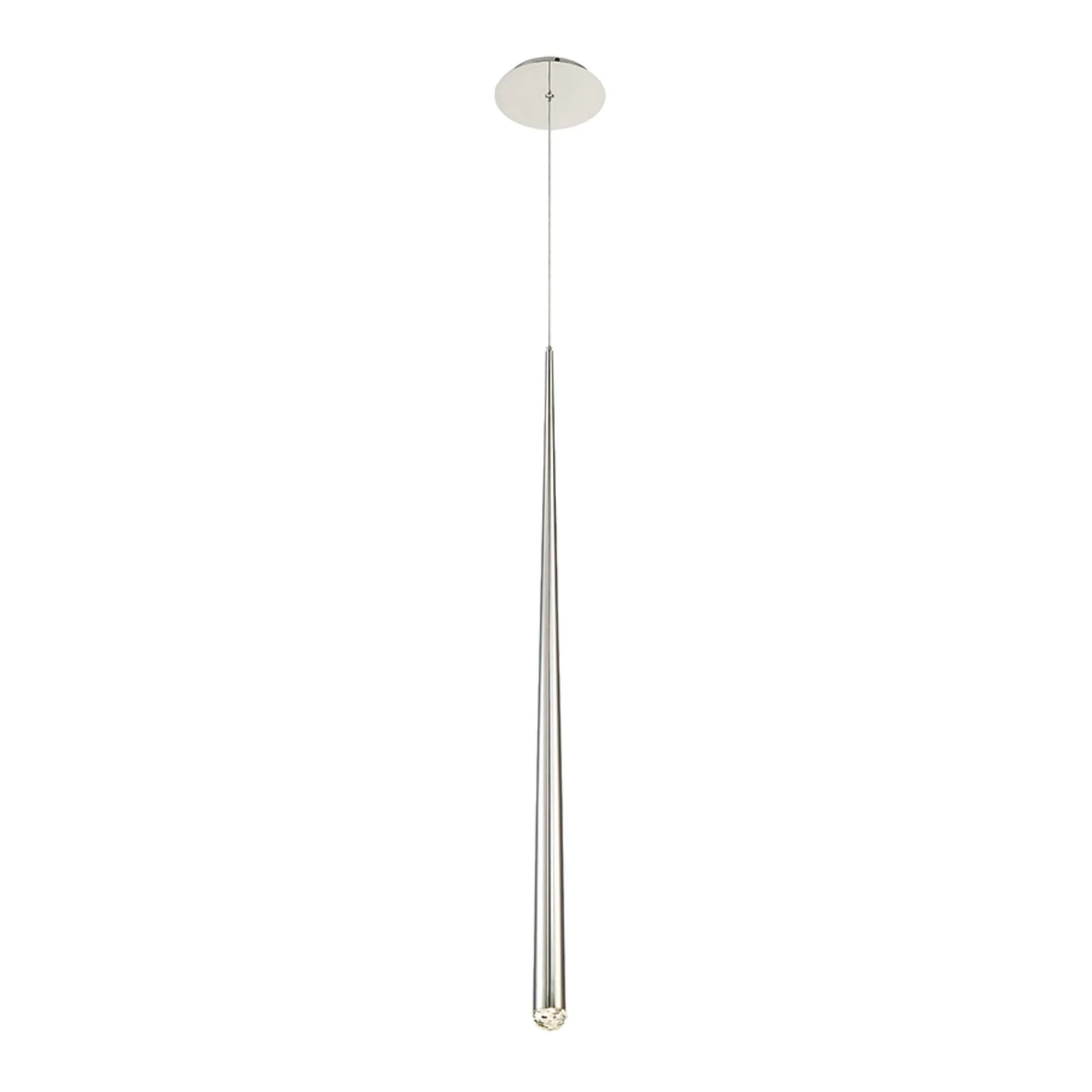 Cascade 37" LED Mini Pendant, Polished Nickel Finish, Crystal Cap - Bees Lighting