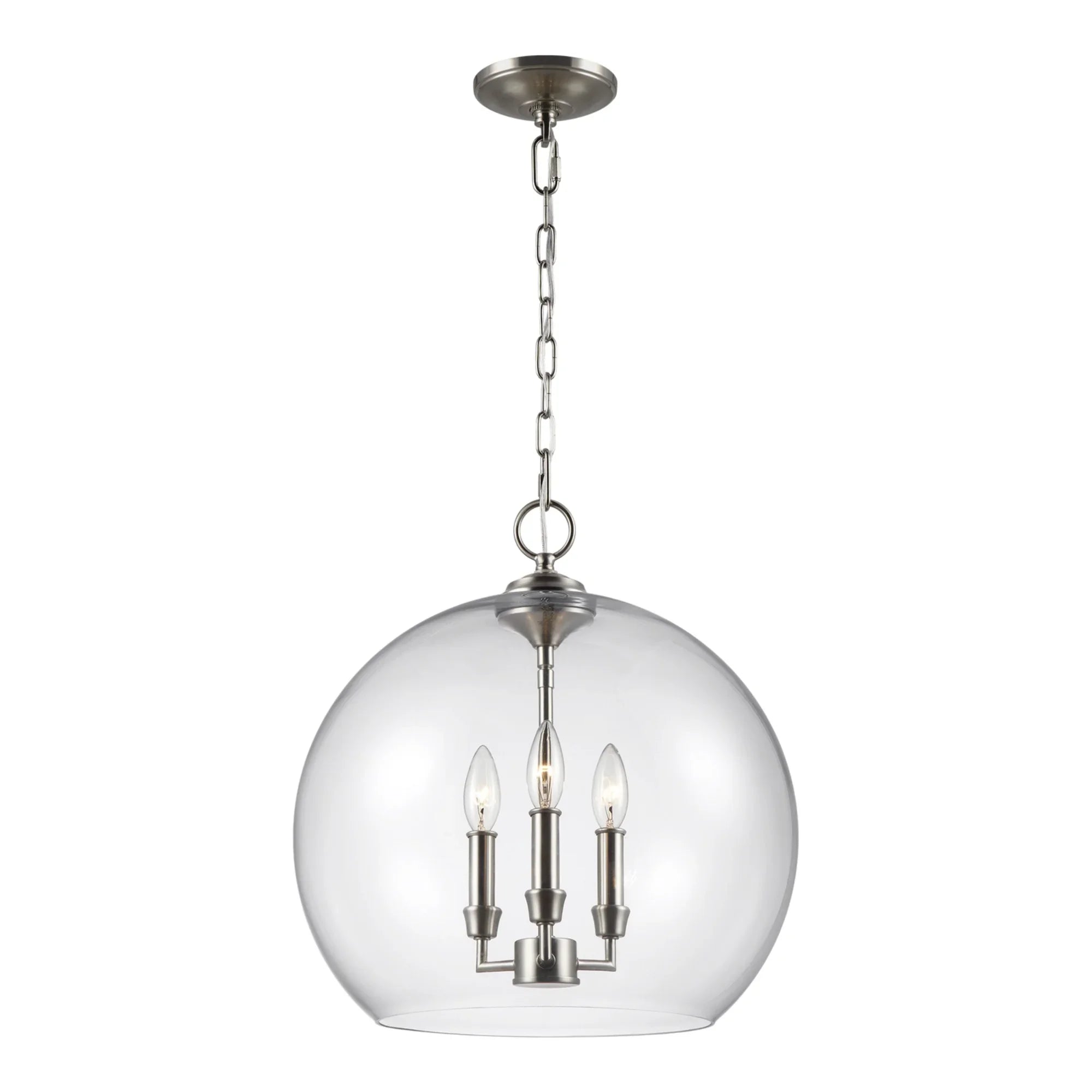 Lawler 16" Orb Pendant, Satin Nickel Finish - Bees Lighting