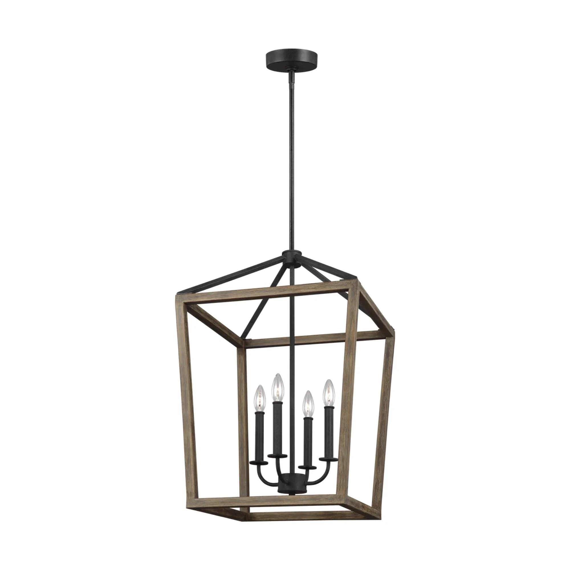 Gannet 27" 4-Light Medium Chandeier, Weathered Oak Wood Finish - Bees Lighting