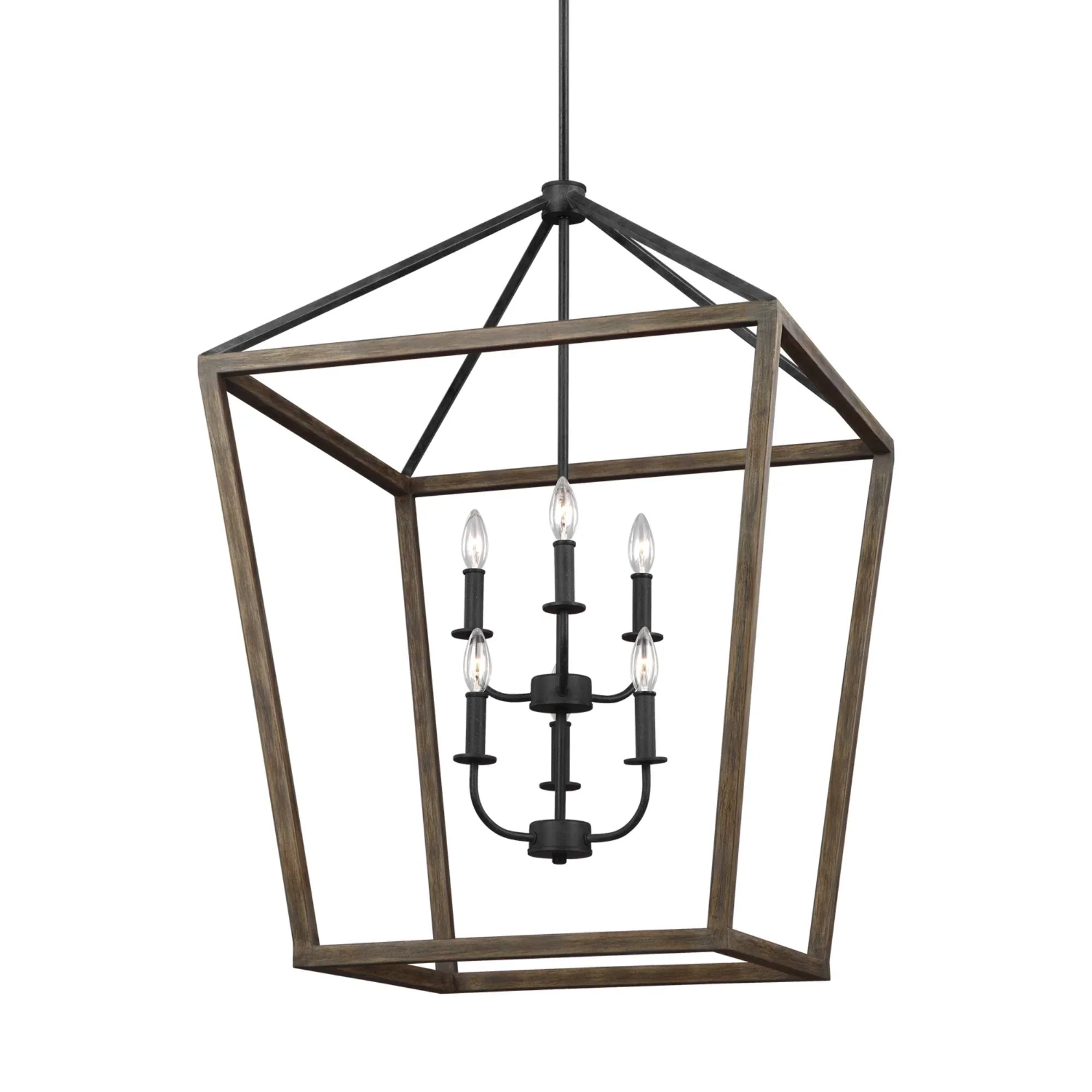 Gannet 36" 6-Light Large Chandeier, Weathered Oak Wood Finish - Bees Lighting