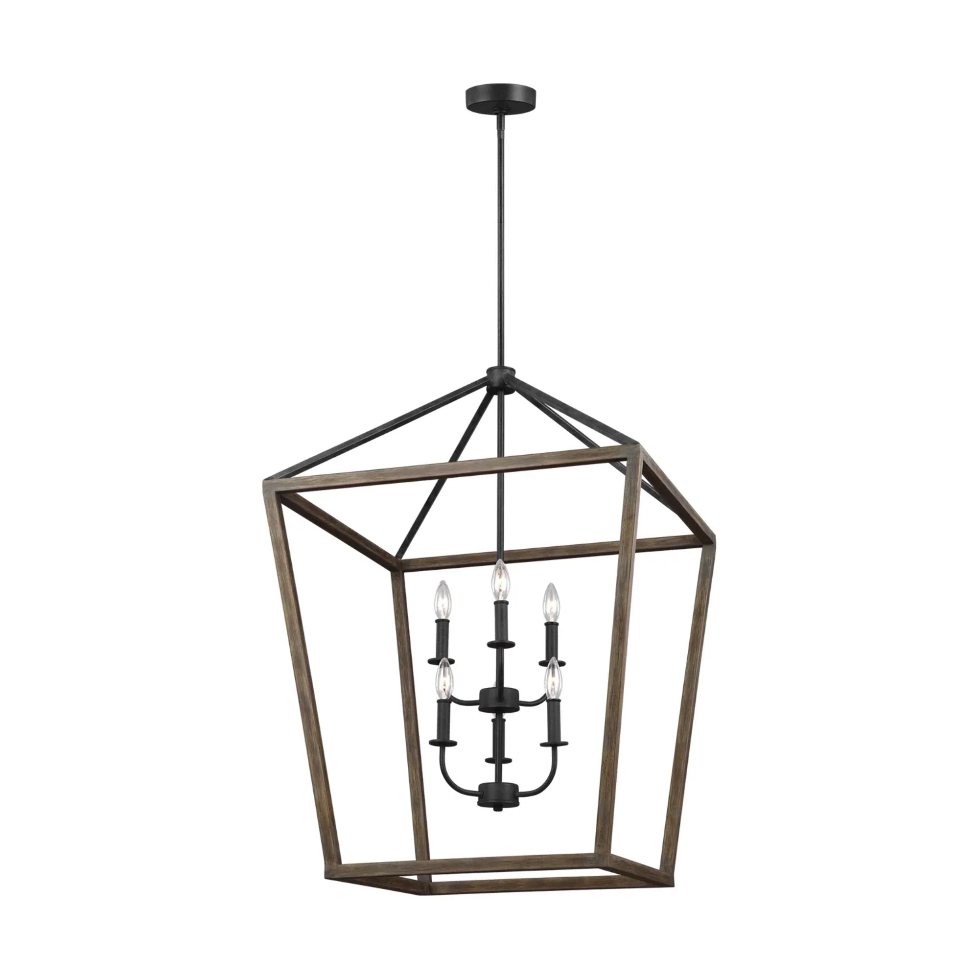 Gannet 36" 6-Light Large Chandeier, Weathered Oak Wood Finish - Bees Lighting