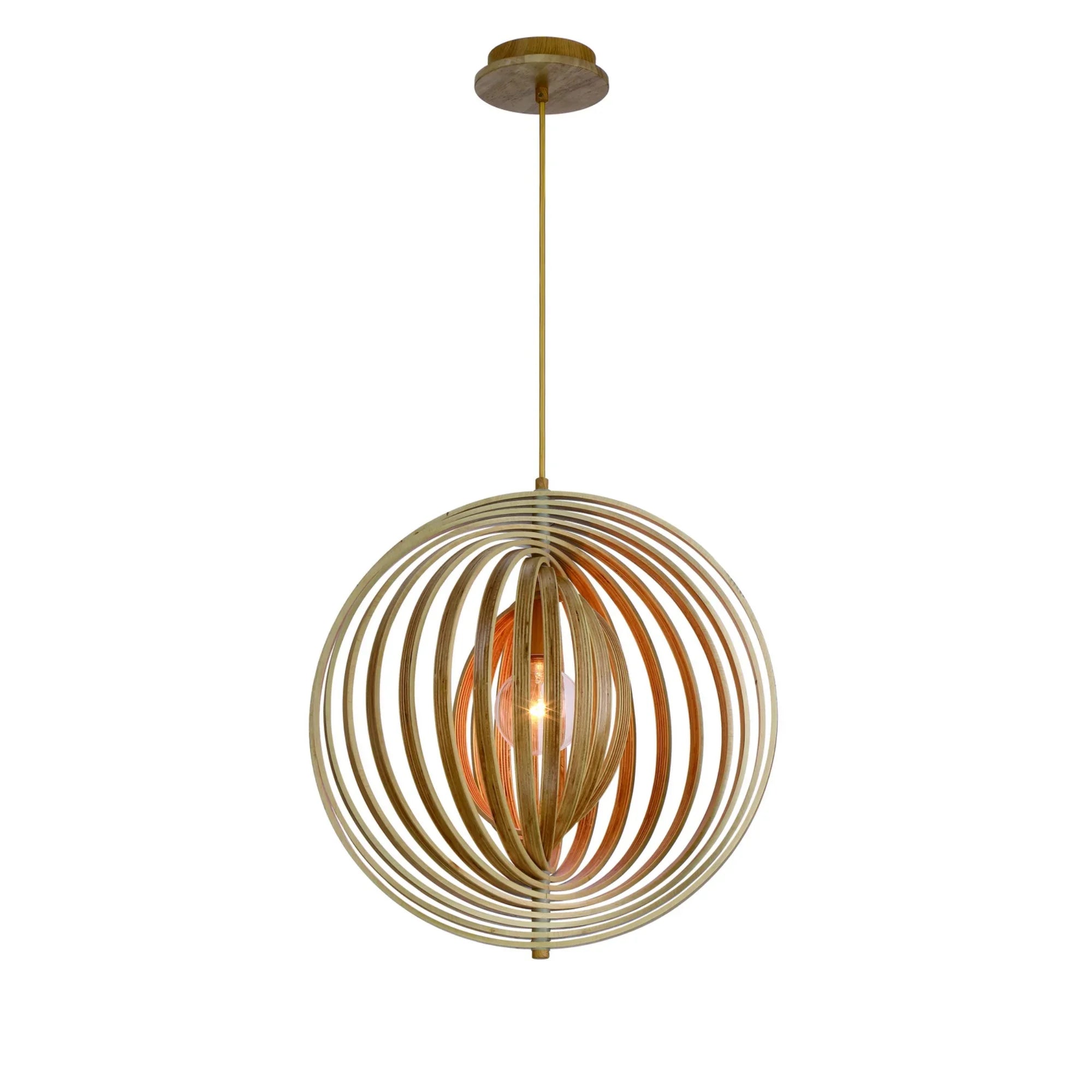 Abruzzo 20" Pendant, Natural Wood Finish - Bees Lighting