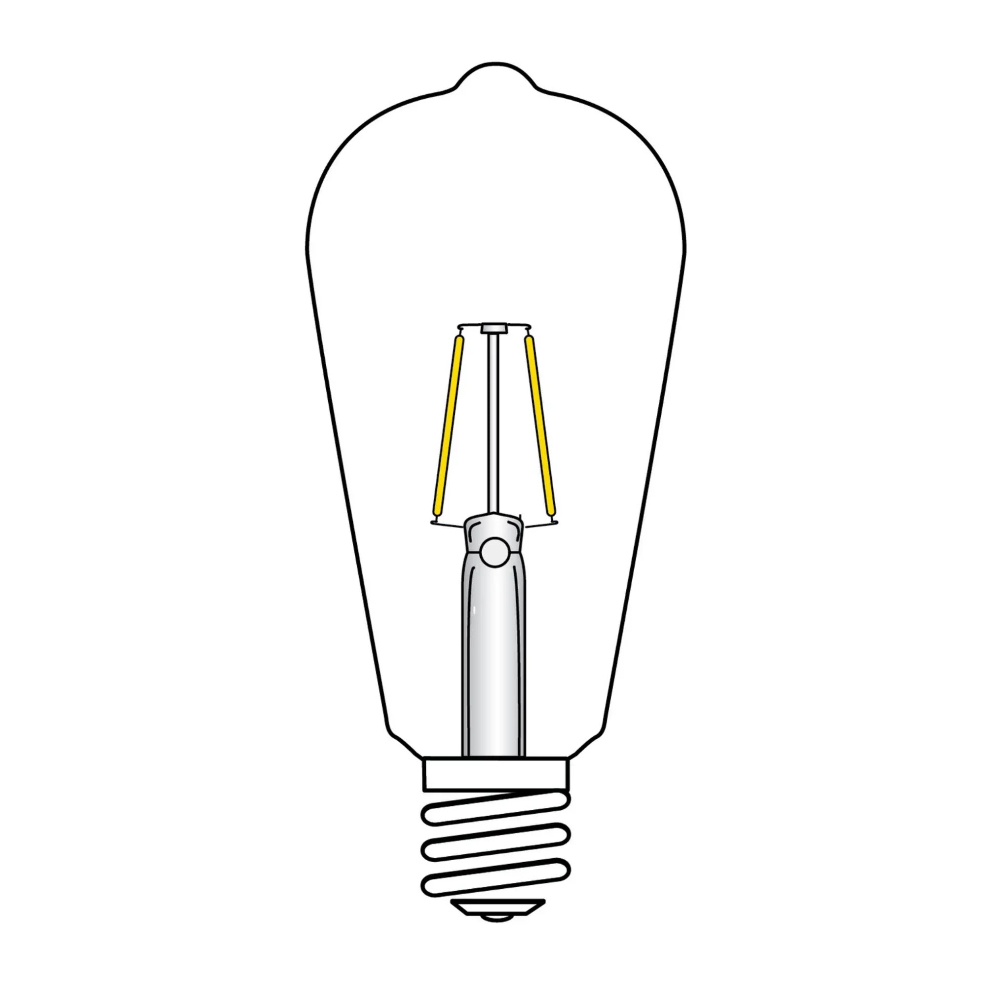 ST19 LED Vintage Bulb, 7 Watts, 650 Lumens, 2000K, 60W Equal, E26 Medium Base, Amber Finish - Bees Lighting