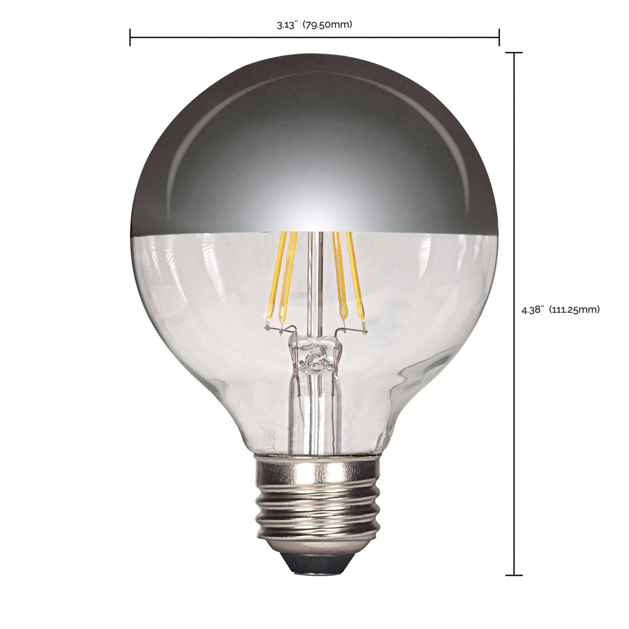 Silver Crown G25 Filament LED Bulb, 5 Watts, 430 Lumens, 2700K, 40W Equal, E26 Medium Base - Bees Lighting