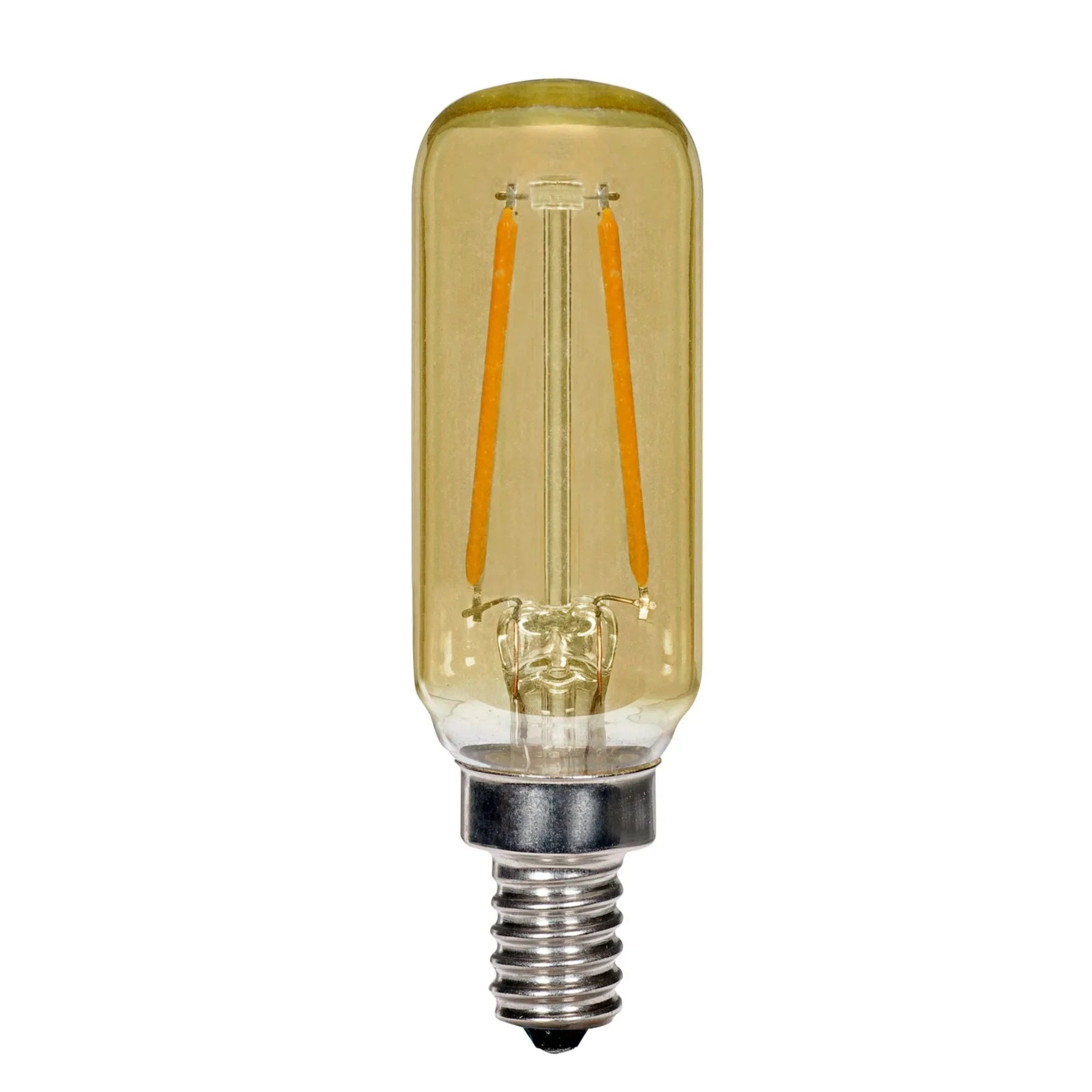 T6 LED Single Tube Bulb, 3 Watts, 150 Lumens, 2000K, E12 Candelabra Base, Amber Finish - Bees Lighting