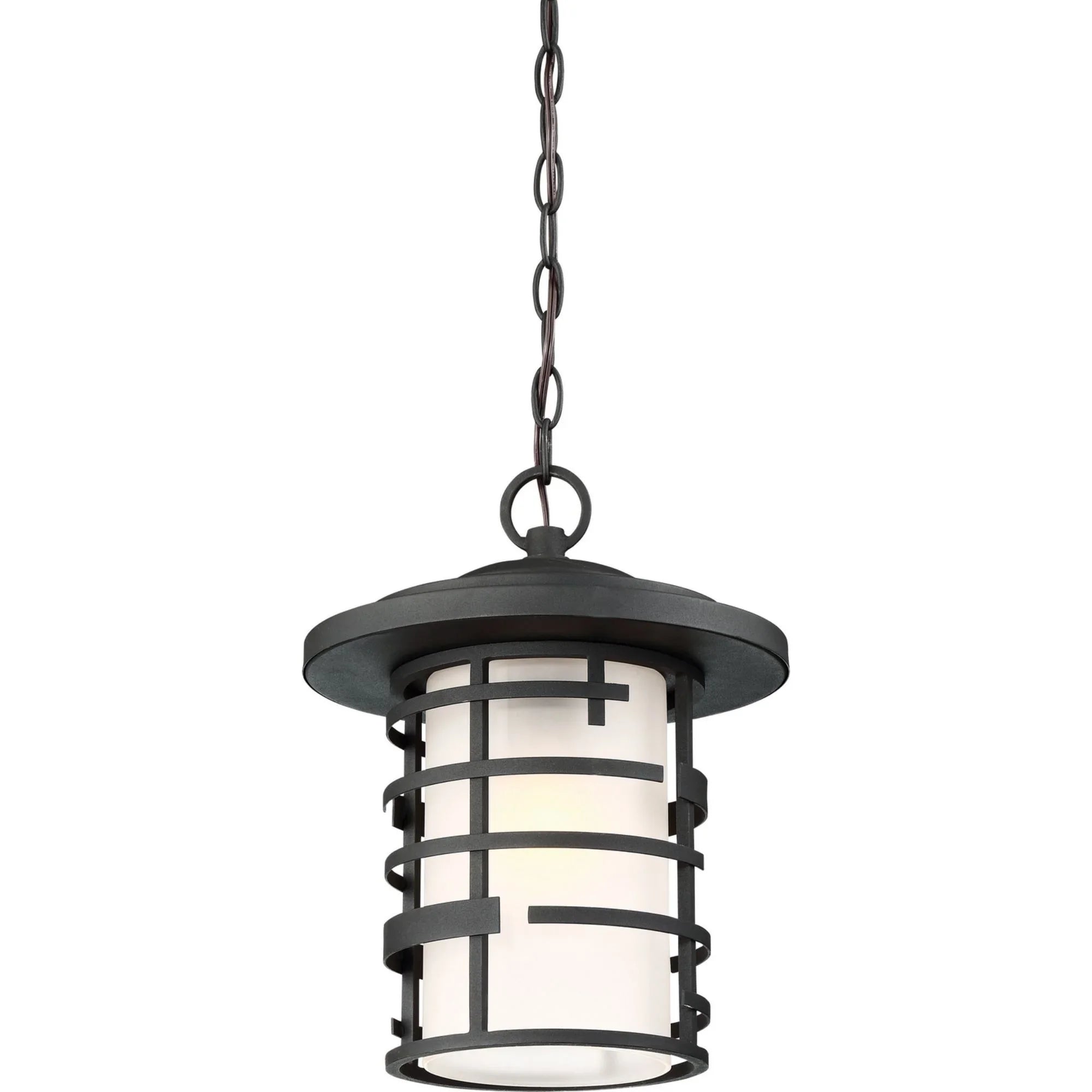 Lansing 17" Hanging Lantern, Textured Black Finish - Bees Lighting