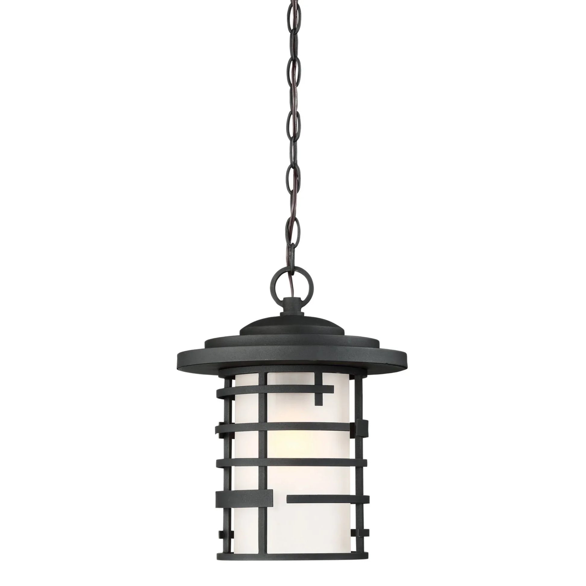 Lansing 17" Hanging Lantern, Textured Black Finish - Bees Lighting