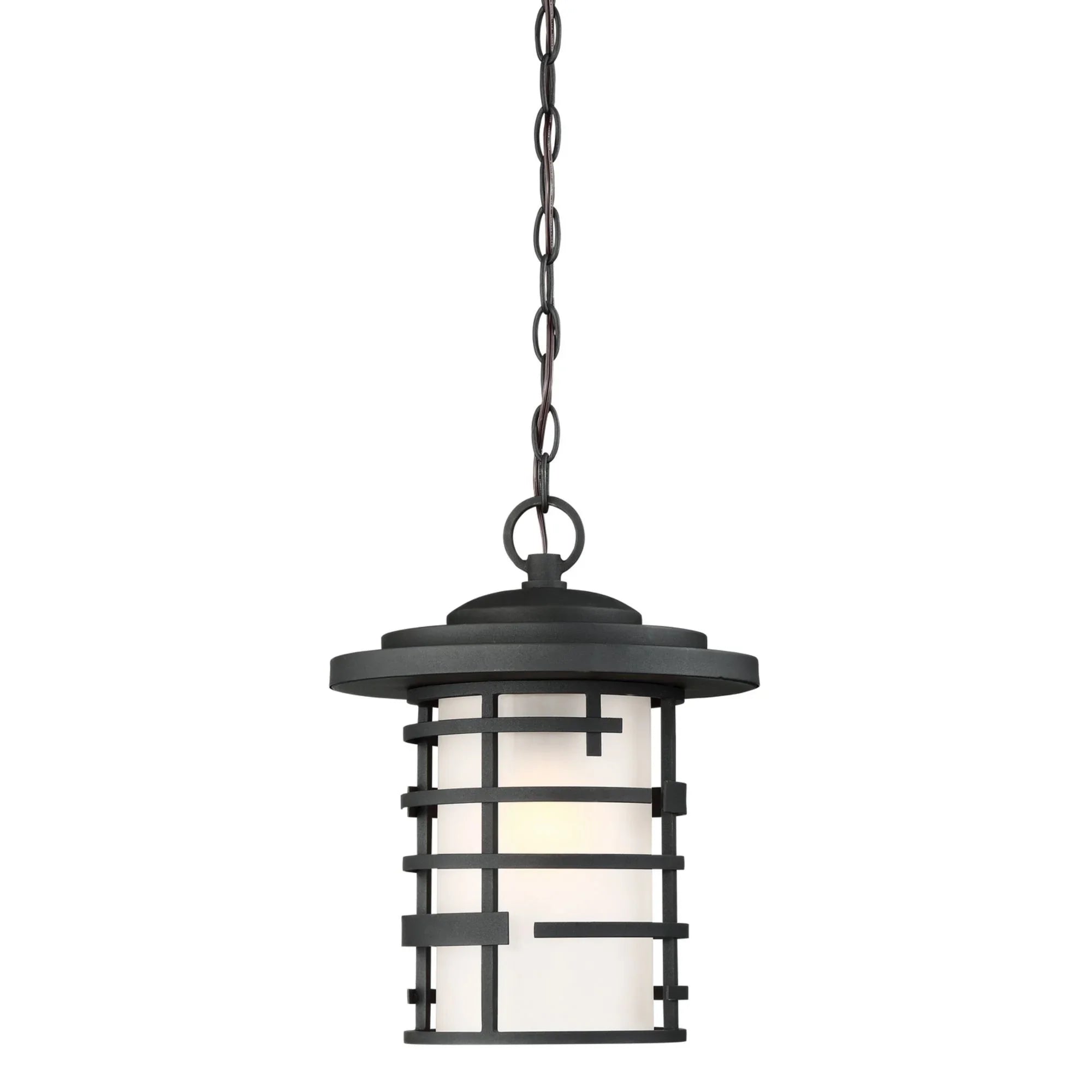 Lansing 17" Hanging Lantern, Textured Black Finish - Bees Lighting