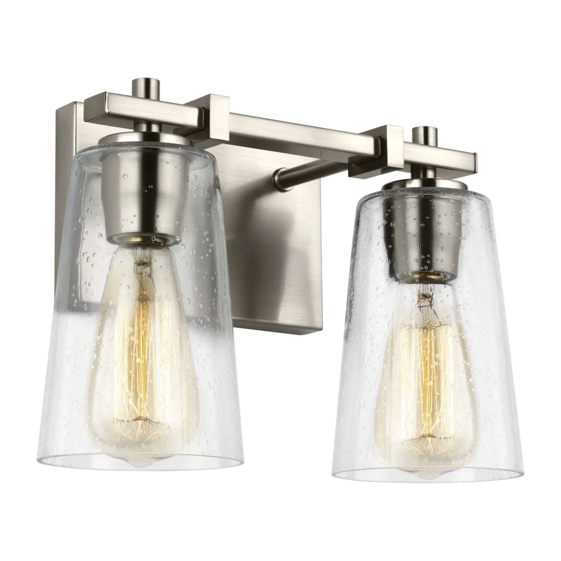 Mercer 13" 2-Light Bathroom Vanity, Satin Nickel Finish - Bees Lighting