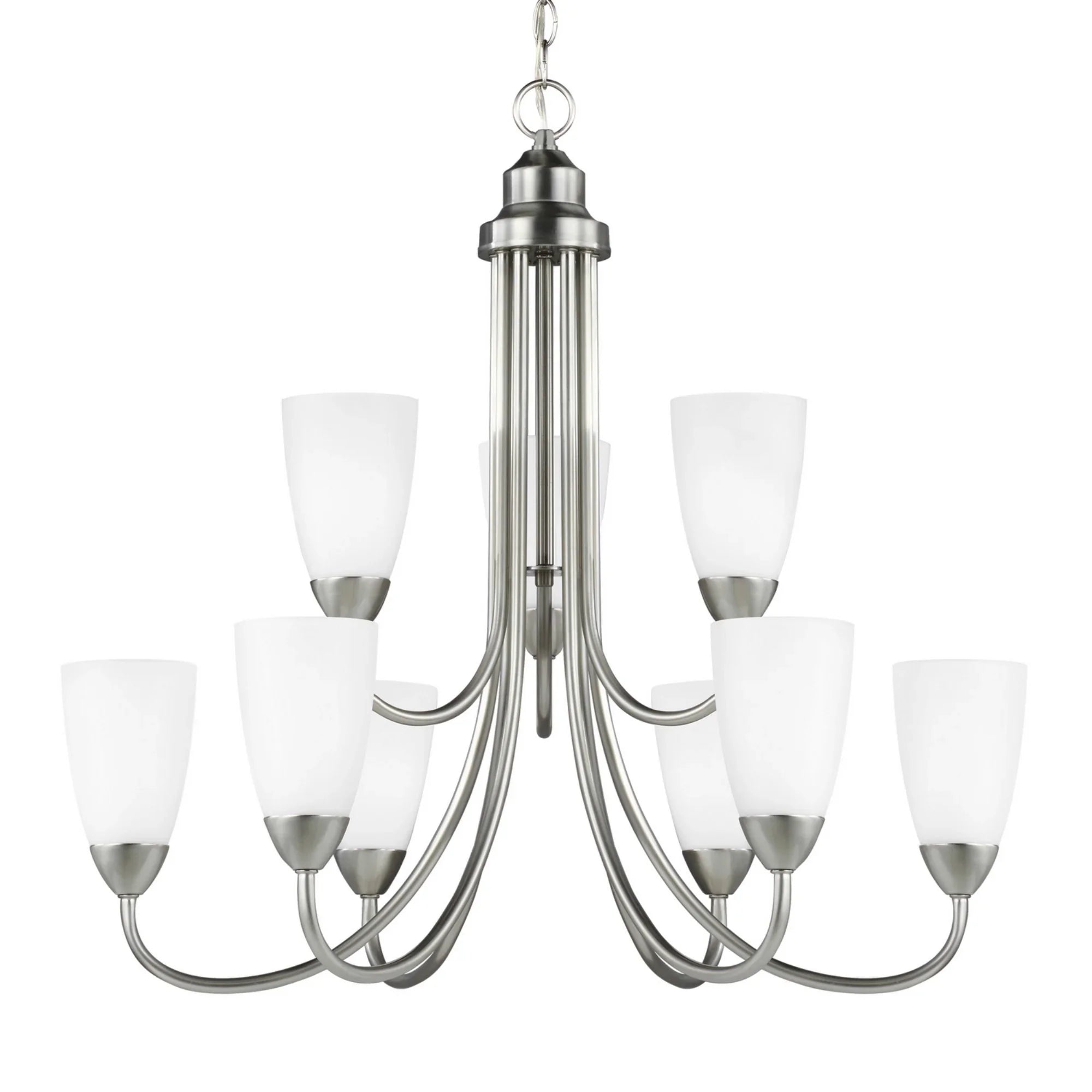Seville 29" 9-Light LED Chandelier, Brushed Nickel Finish - Bees Lighting