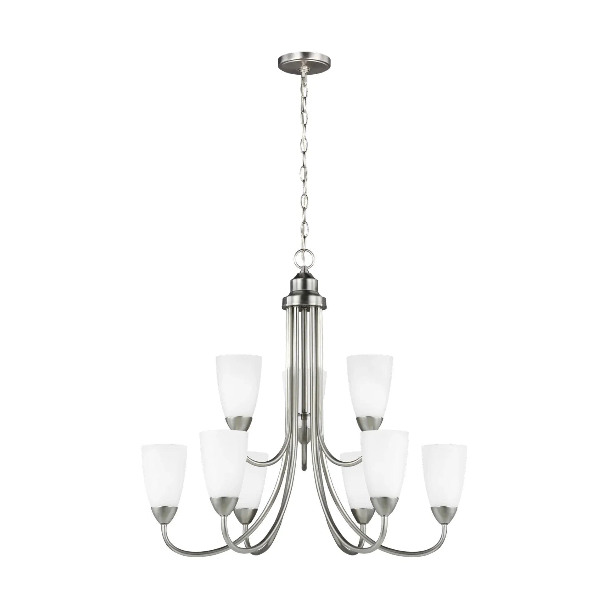Seville 29" 9-Light LED Chandelier, Brushed Nickel Finish - Bees Lighting