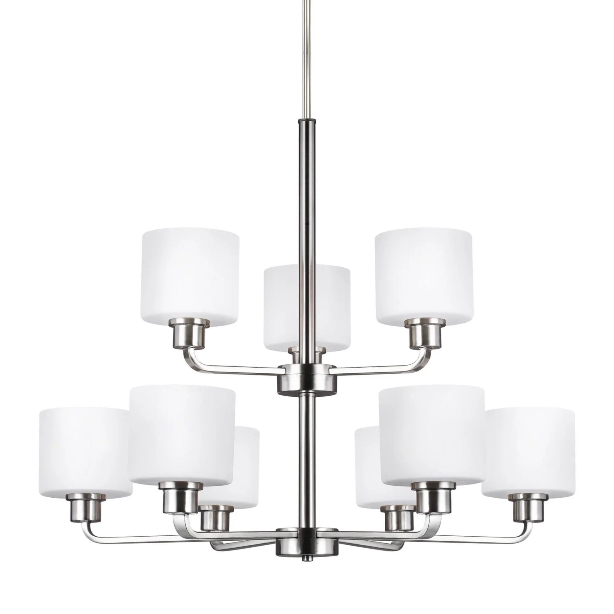 Canfield 31" 9-Light Chandelier, Brushed Nickel Finish - Bees Lighting