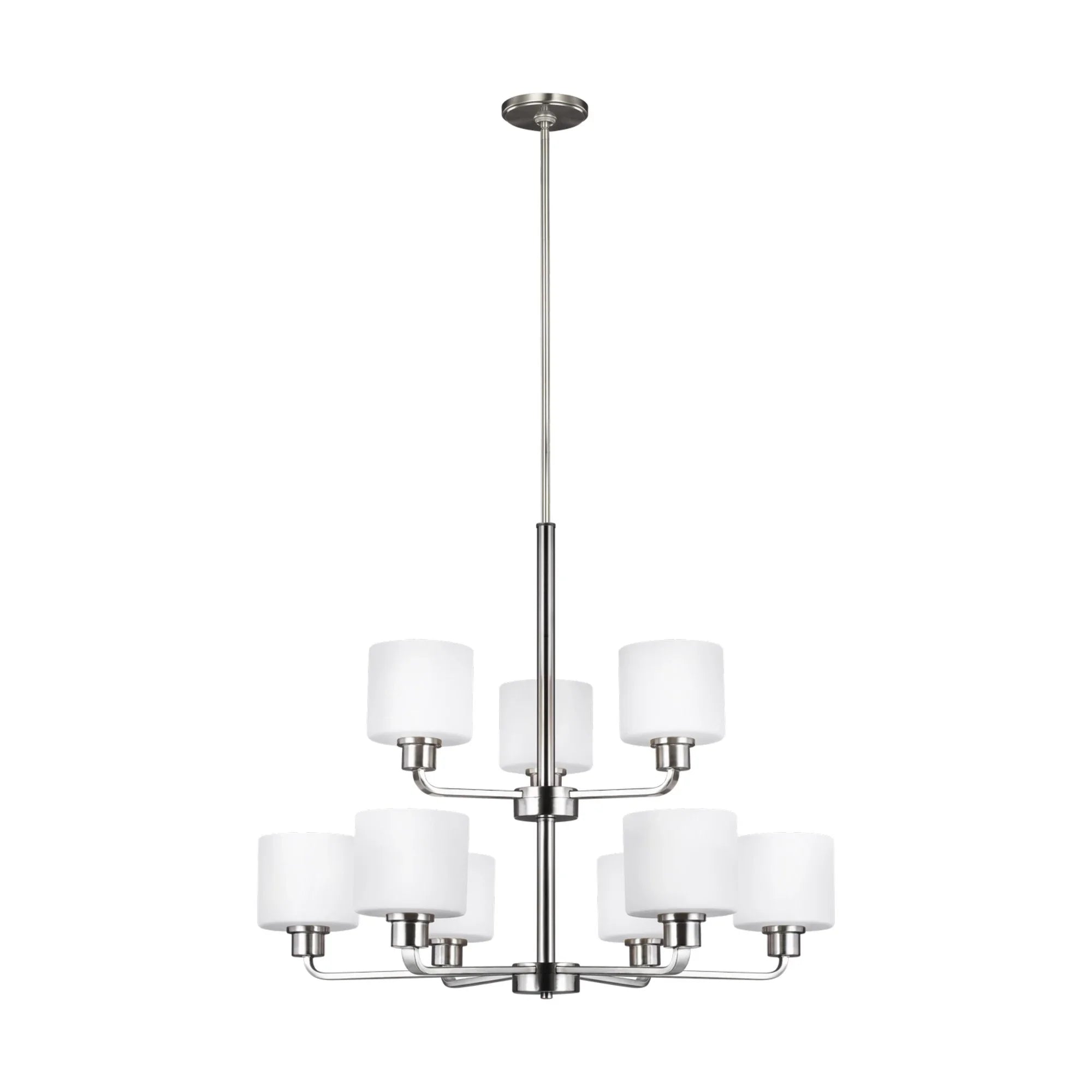 Canfield 31" 9-Light Chandelier, Brushed Nickel Finish - Bees Lighting
