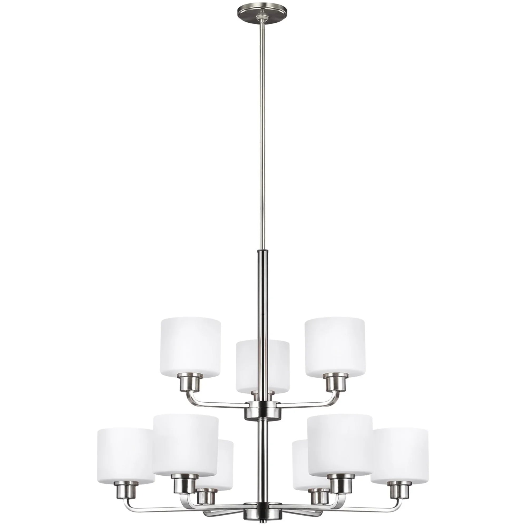Canfield 31" 9-Light LED Chandelier, Brushed Nickel Finish - Bees Lighting
