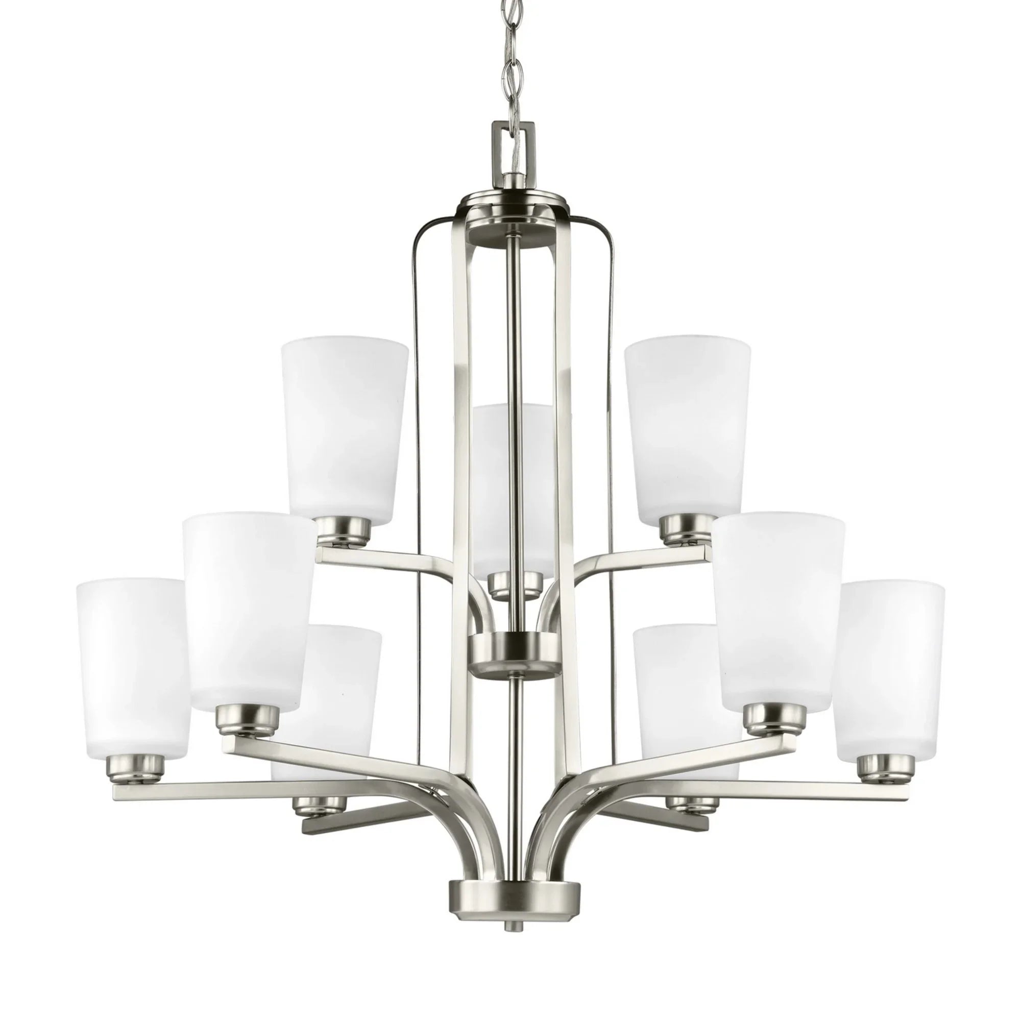 Franport 30" 9-Light Chandelier, Brushed Nickel Finish - Bees Lighting