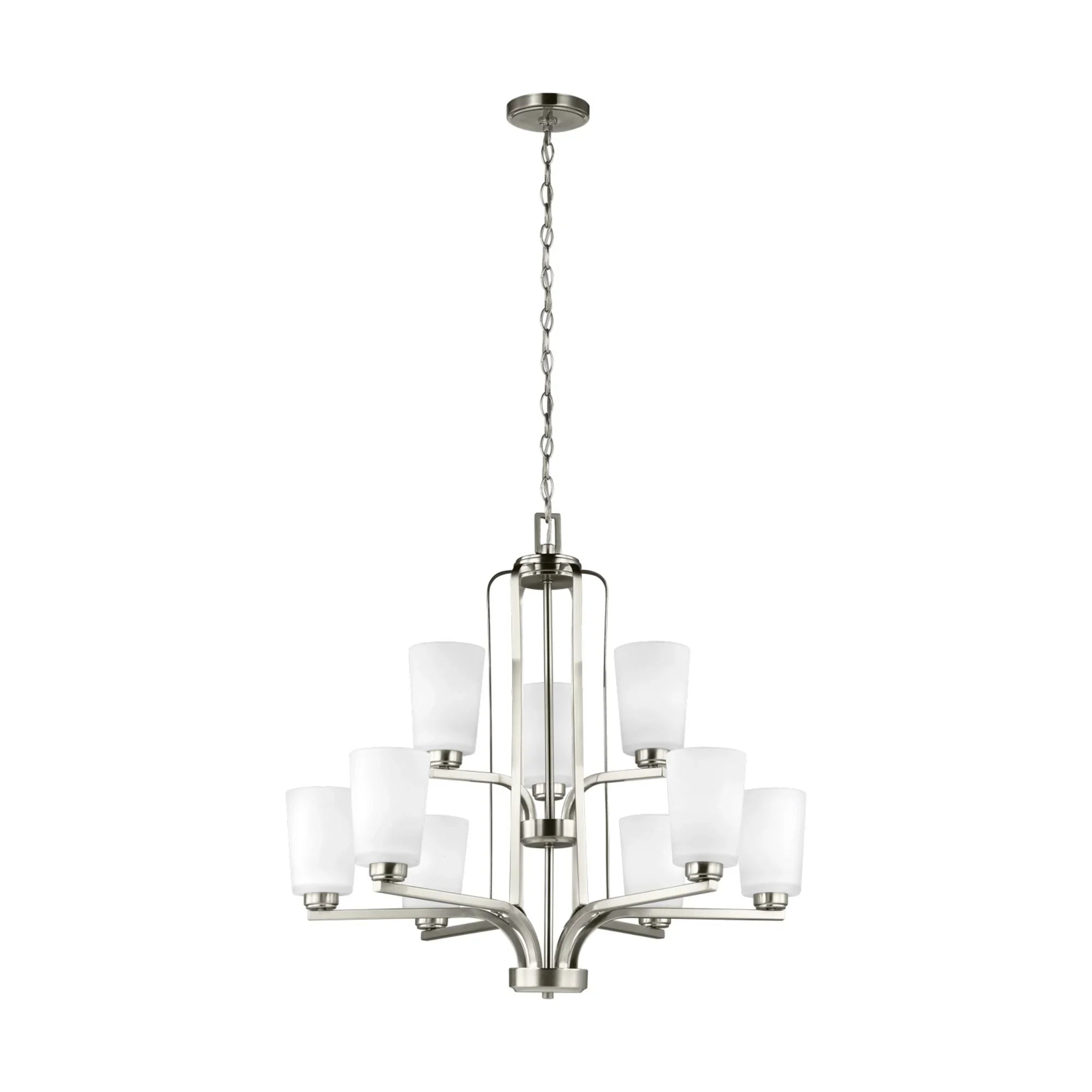 Franport 30" 9-Light Chandelier, Brushed Nickel Finish - Bees Lighting