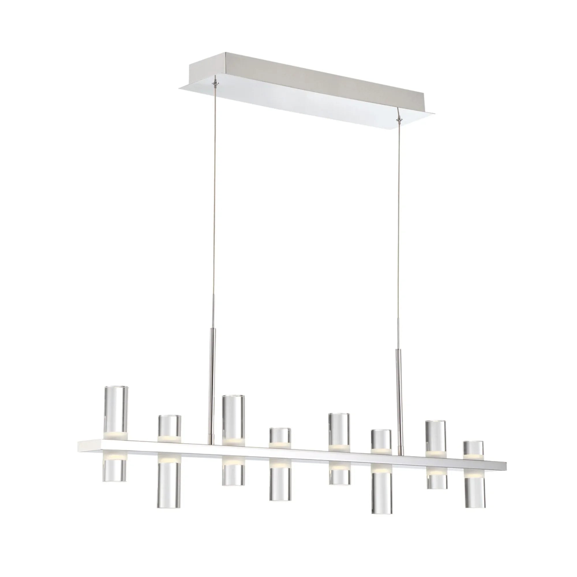 Netto 8-Light 42" LED Linear Chandelier, Chrome Finish - Bees Lighting