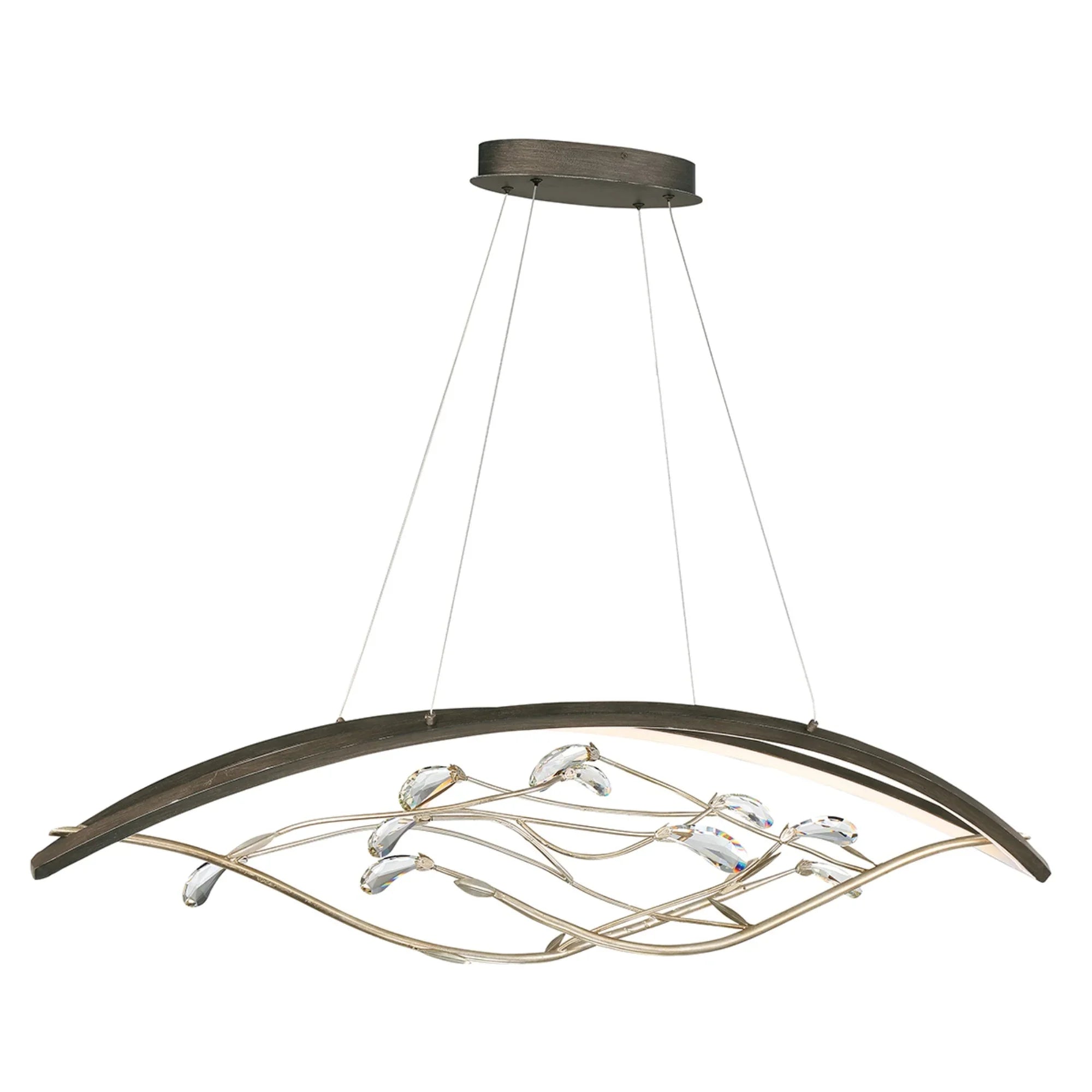 Basilica 47" LED Linear Chandelier, Bronze Finish with Crystal Accents - Bees Lighting