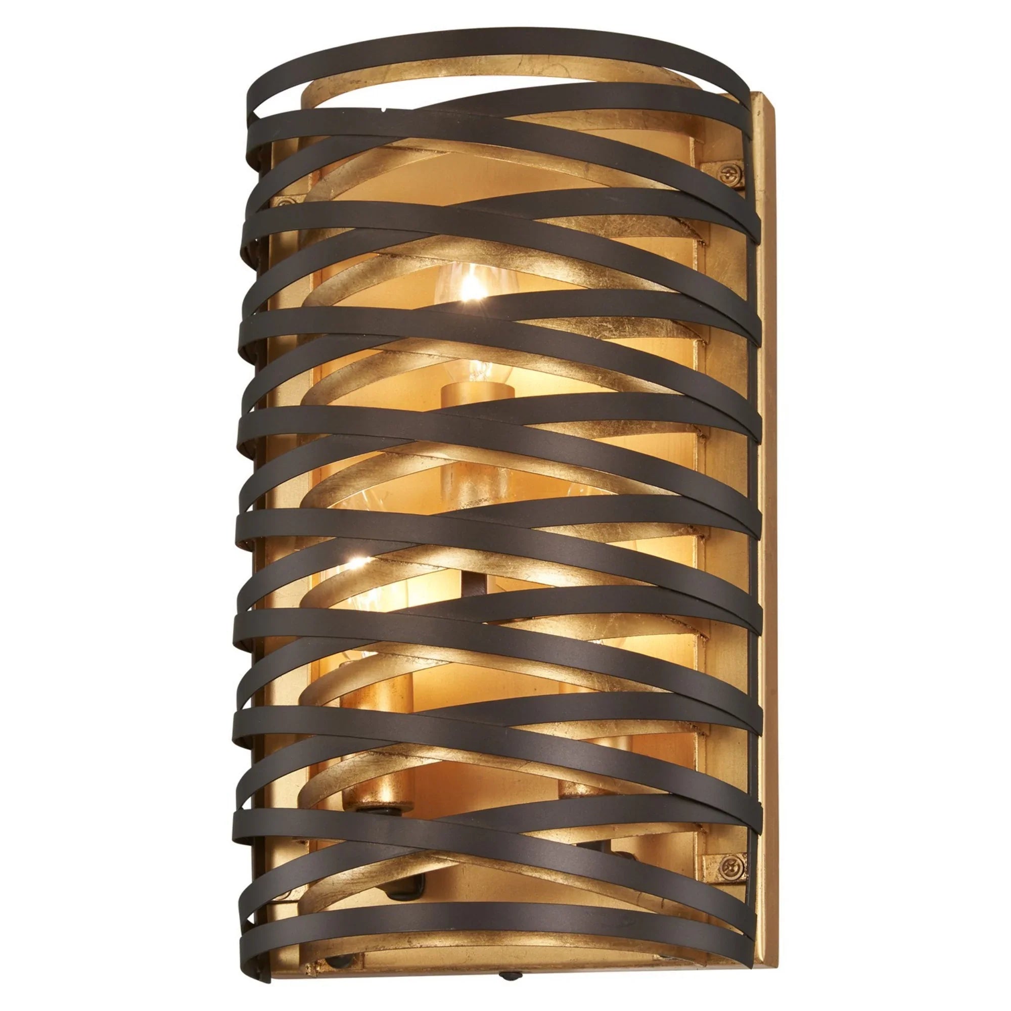 Vortic Flow 12" 3-Light Wall Sconce, Dark Bronze & Mosaic Gold Finish - Bees Lighting