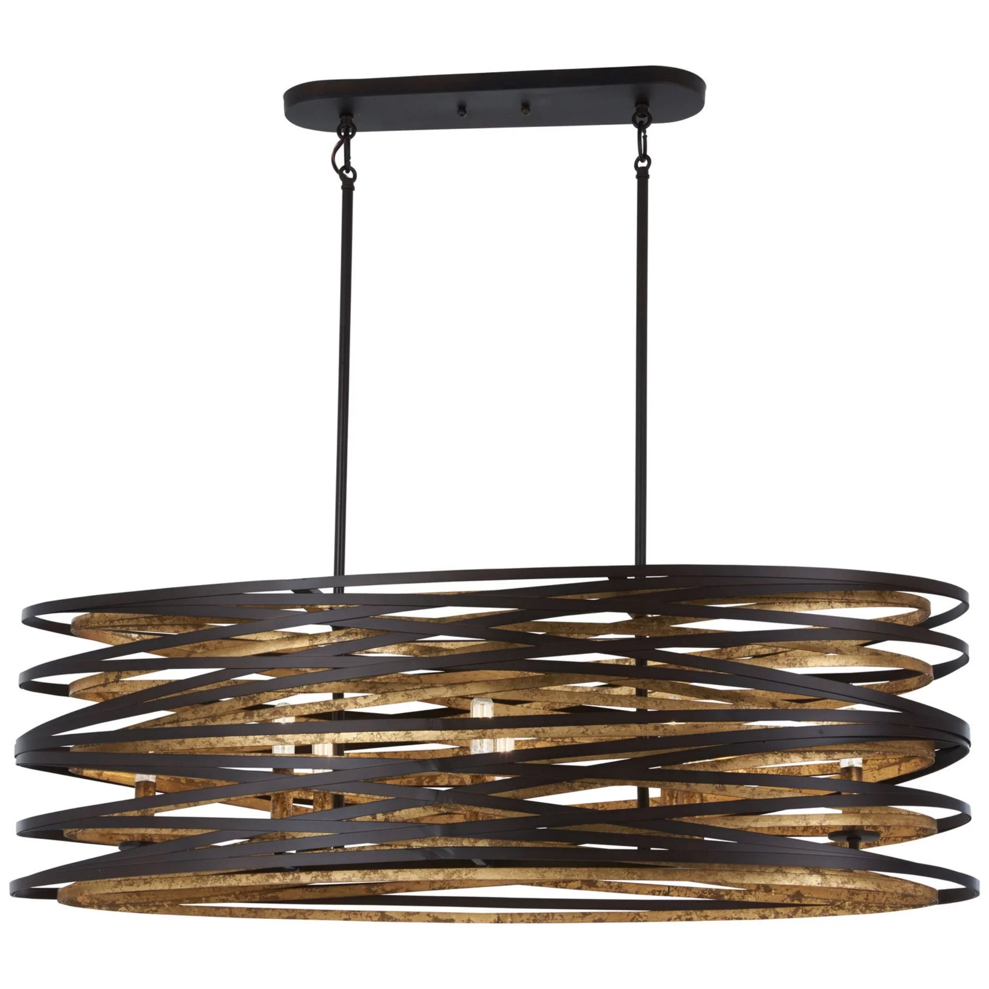 Vortic Flow 40" 8-Light Island Light, Dark Bronze & Mosaic Gold Finish - Bees Lighting