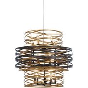 Vortic Flow 30" 18-Light Chandelier, Dark Bronze & Mosaic Gold Finish - Bees Lighting