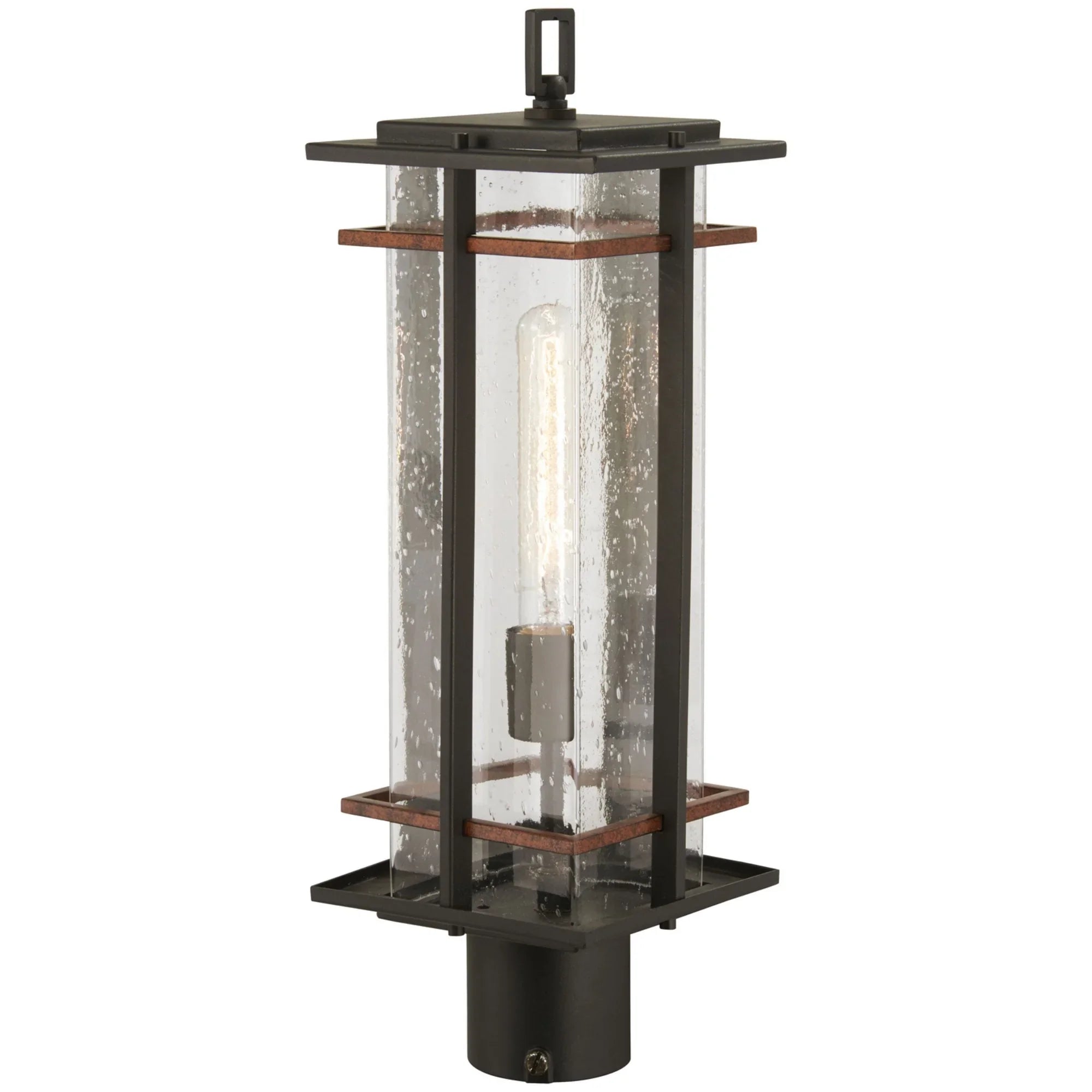 San Marcos 20" Outdoor Post Mount, Coal & Antique Copper Accents - Bees Lighting