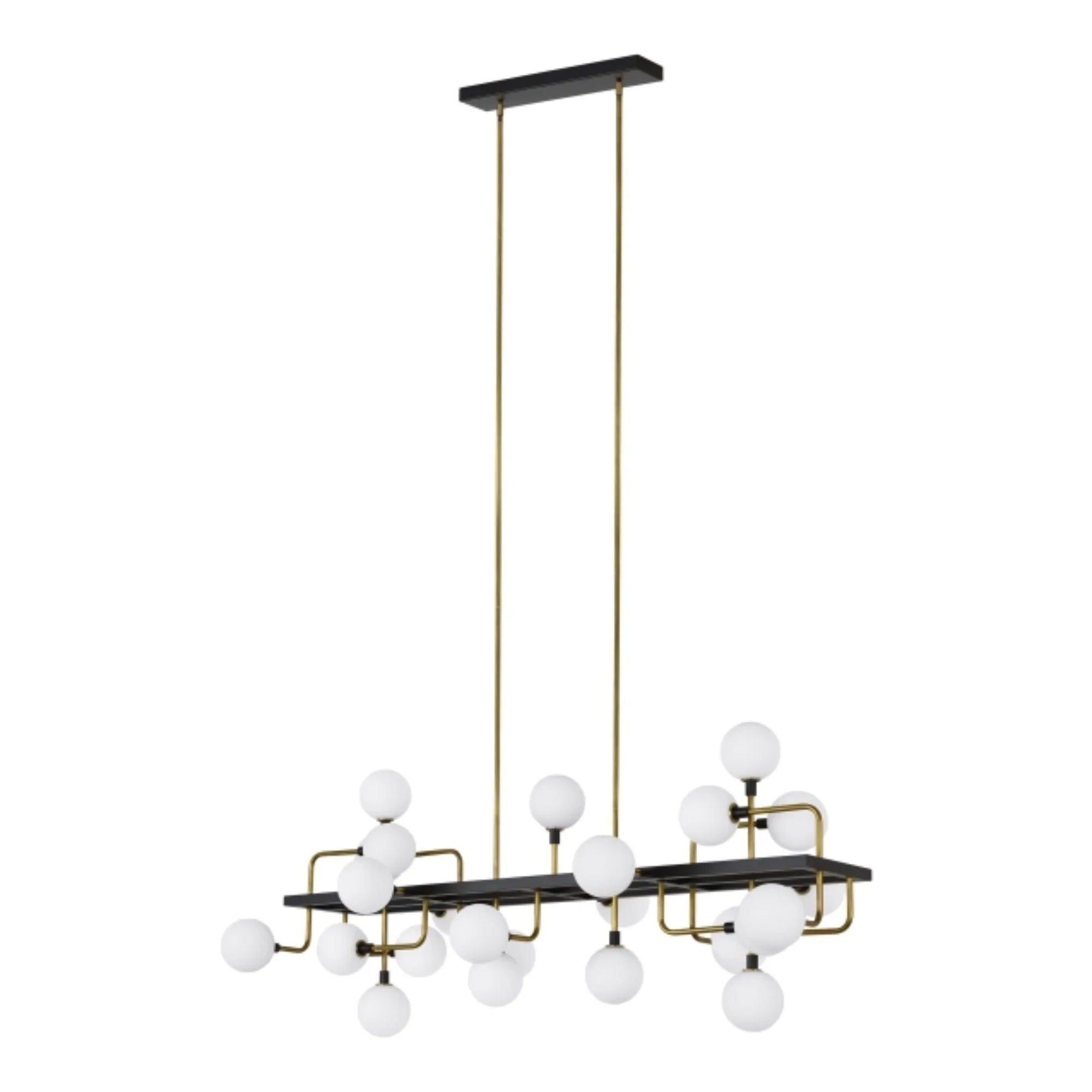 Viaggio 56" 25-Light LED Linear Chandelier, Opal & Brass Finish - Bees Lighting