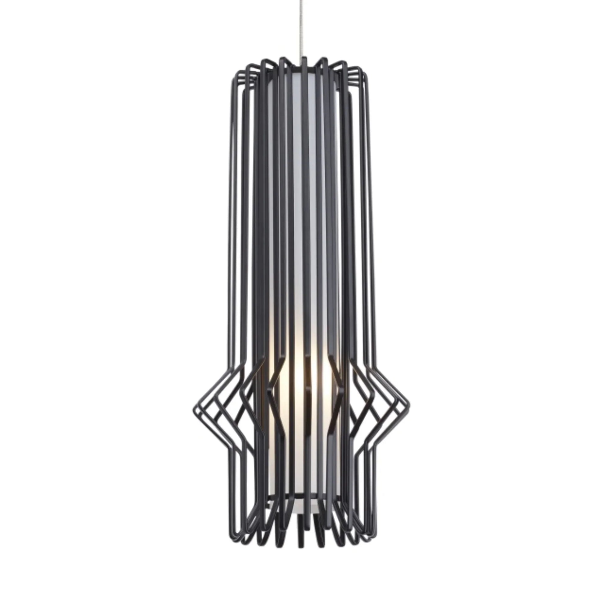 Syrma Monopoint LED Pendant, Black / Satin Nickel Finish - Bees Lighting