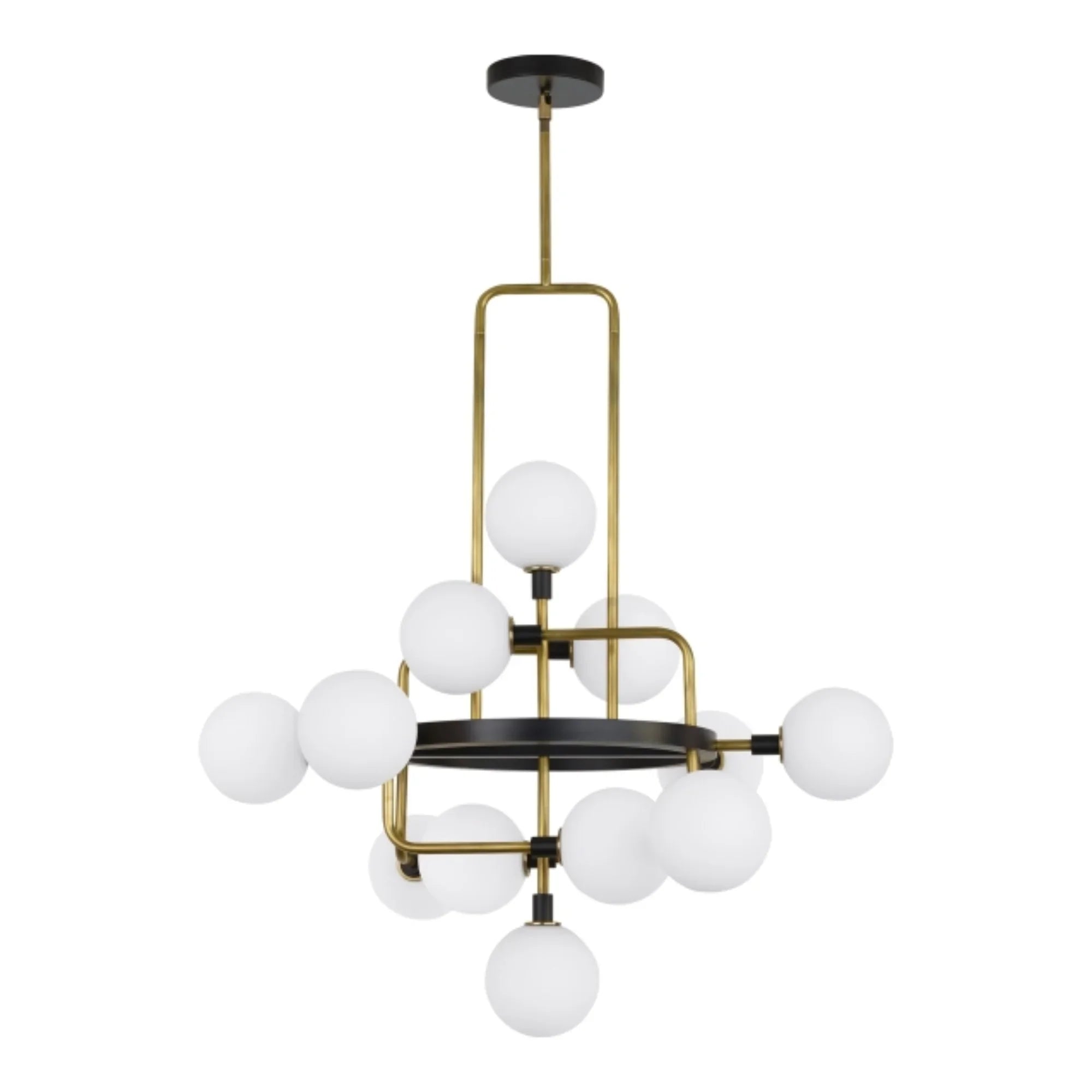 Viaggio 30" 12-Light LED Chandelier, Opal & Brass Finish - Bees Lighting