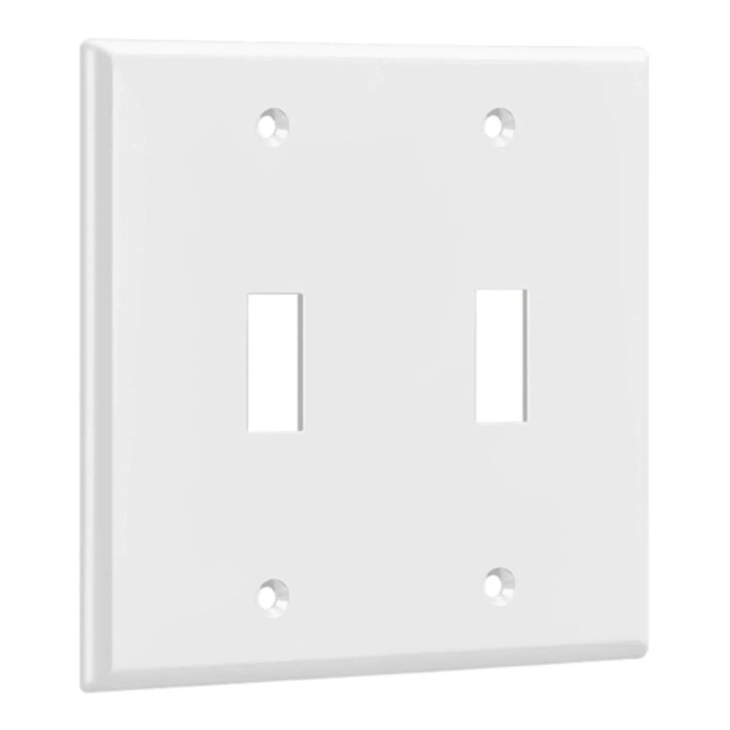 2-Gang Toggle Wall Plate, White - Bees Lighting